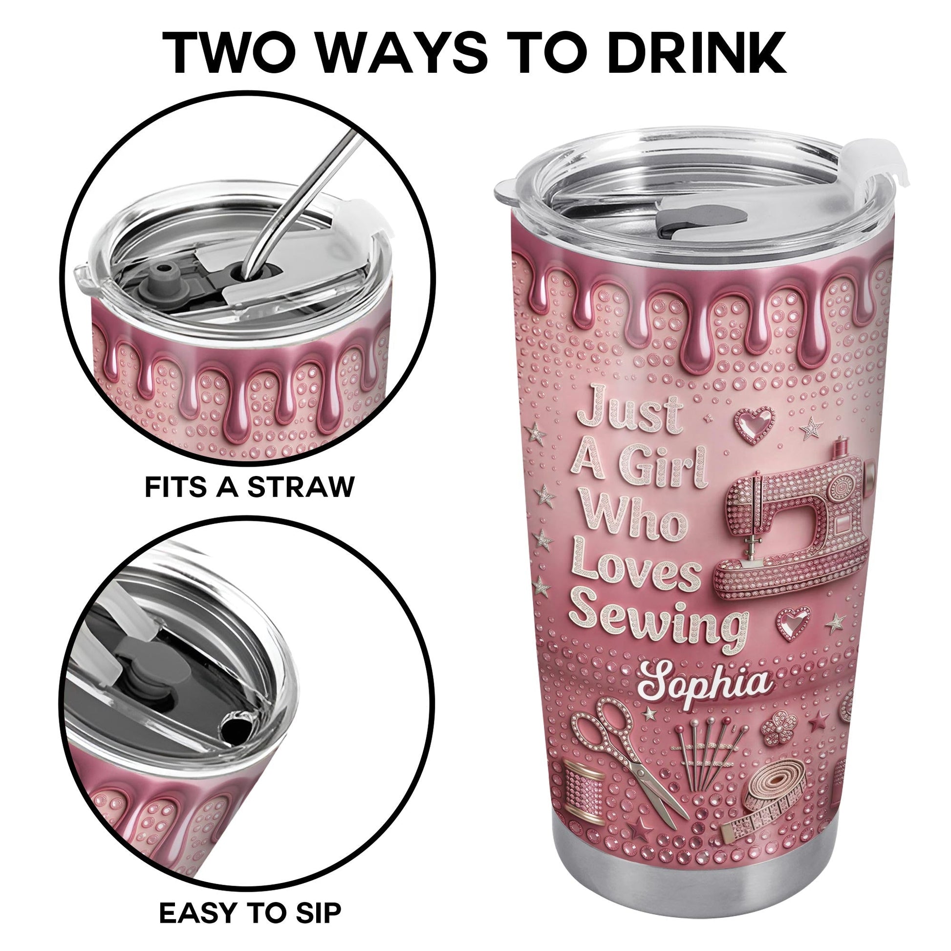 Just A Girl Who Loves Sewing Machine And Tailor Tools - Personalized Custom Stainless Steel Tumbler 20oz 30oz - HAND083_TB