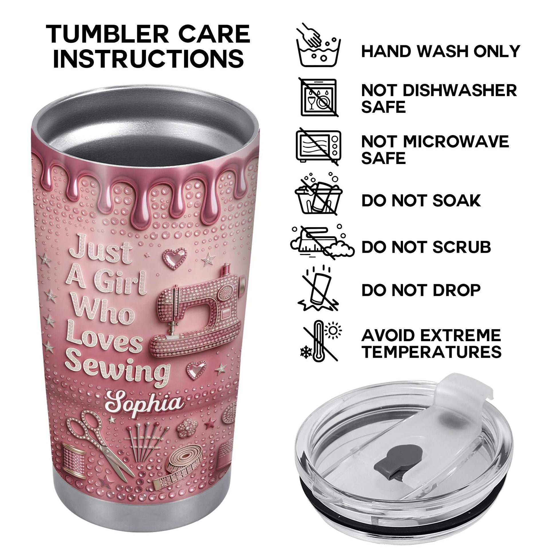 Just A Girl Who Loves Sewing Machine And Tailor Tools - Personalized Custom Stainless Steel Tumbler 20oz 30oz - HAND083_TB