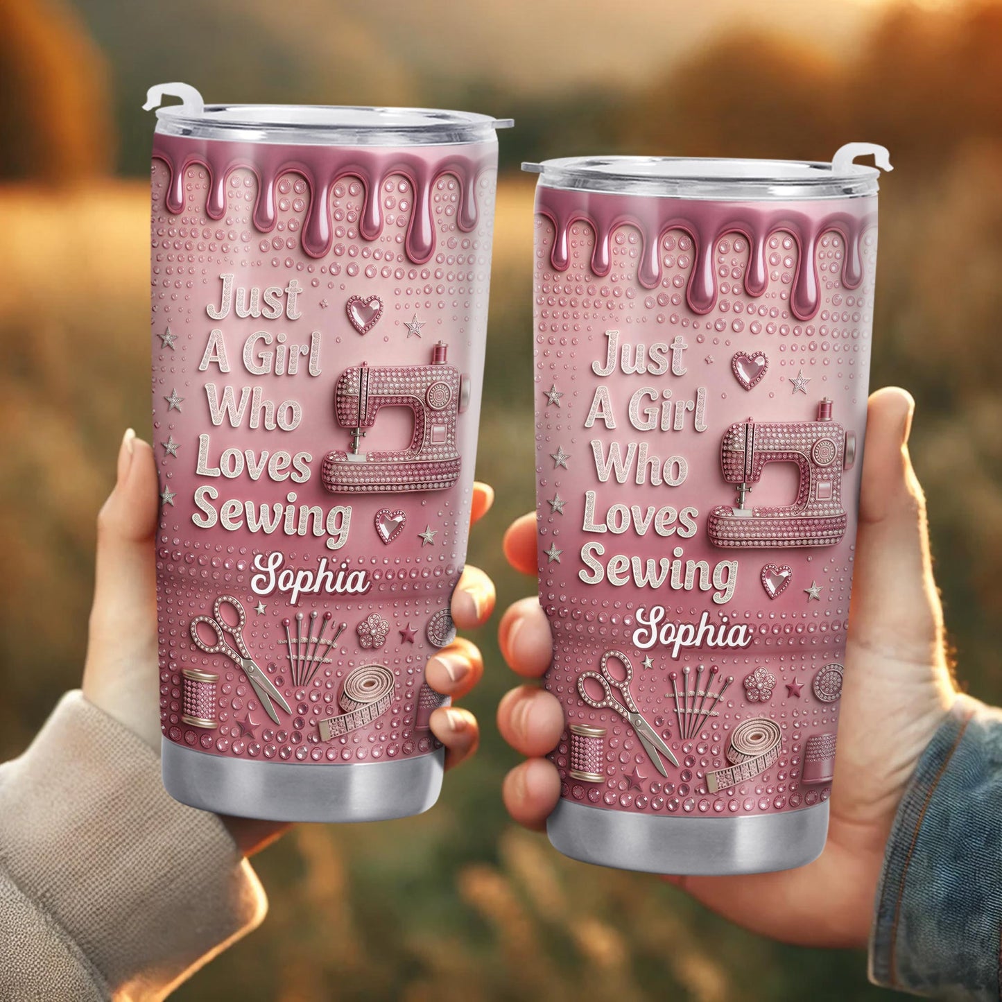 Just A Girl Who Loves Sewing Machine And Tailor Tools - Personalized Custom Stainless Steel Tumbler 20oz 30oz - HAND083_TB