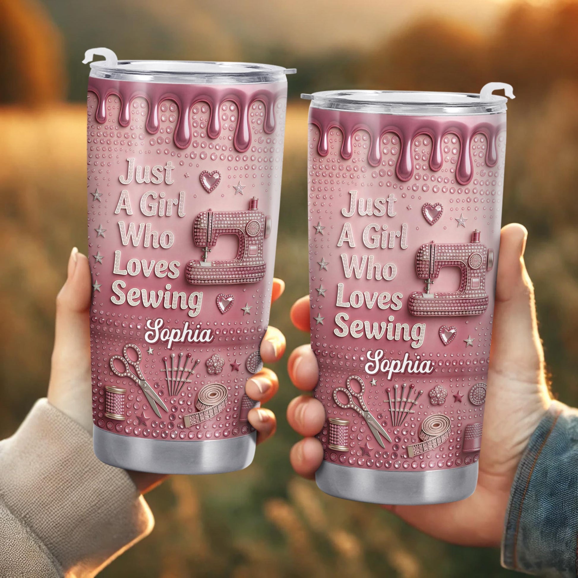 Just A Girl Who Loves Sewing Machine And Tailor Tools - Personalized Custom Stainless Steel Tumbler 20oz 30oz - HAND083_TB