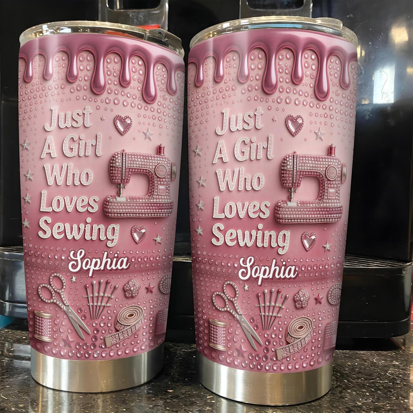Just A Girl Who Loves Sewing Machine And Tailor Tools - Personalized Custom Stainless Steel Tumbler 20oz 30oz - HAND083_TB