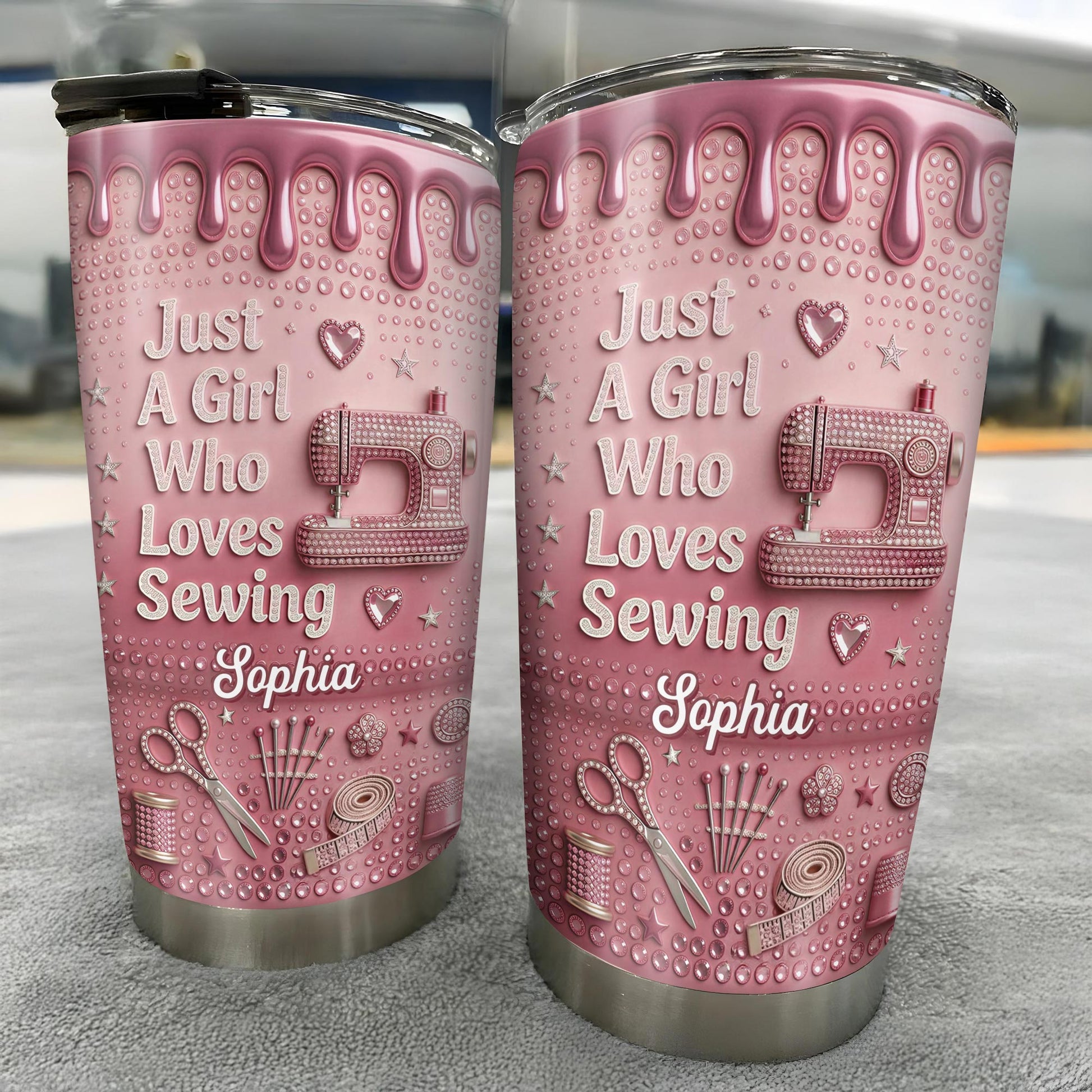 Just A Girl Who Loves Sewing Machine And Tailor Tools - Personalized Custom Stainless Steel Tumbler 20oz 30oz - HAND083_TB