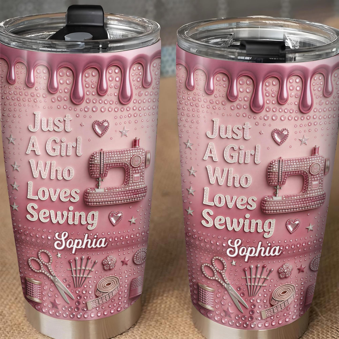 Just A Girl Who Loves Sewing Machine And Tailor Tools - Personalized Custom Stainless Steel Tumbler 20oz 30oz - HAND083_TB