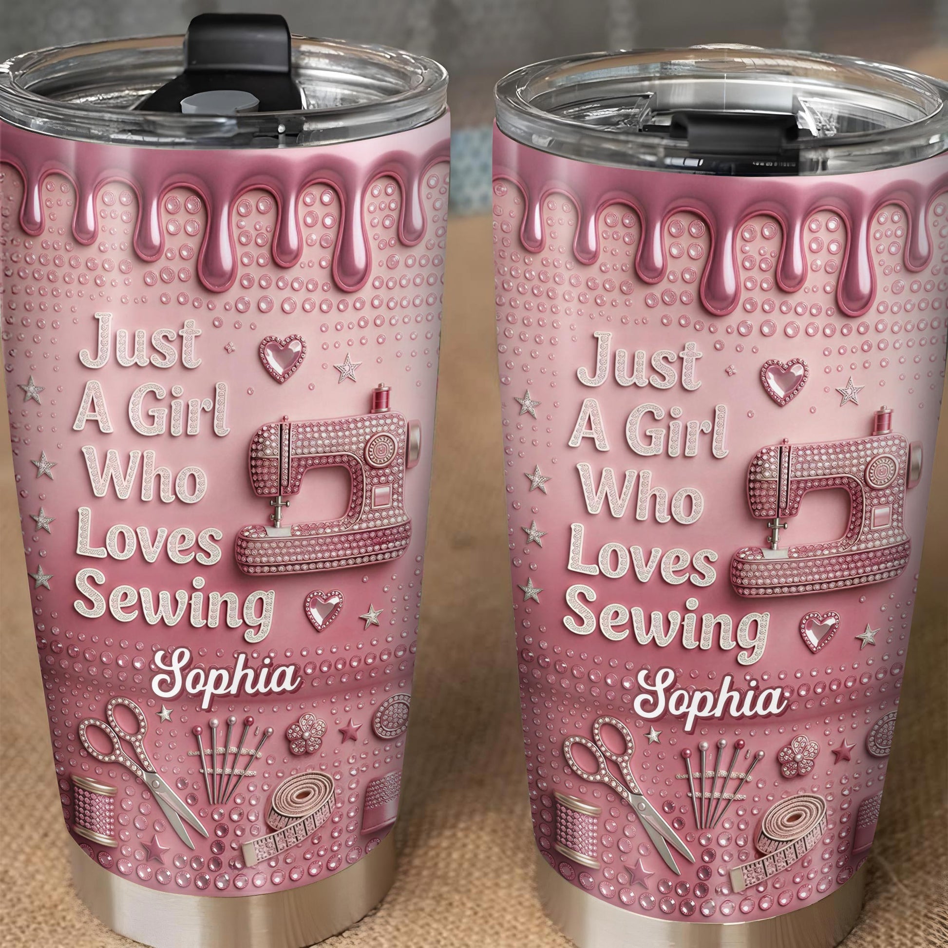 Just A Girl Who Loves Sewing Machine And Tailor Tools - Personalized Custom Stainless Steel Tumbler 20oz 30oz - HAND083_TB