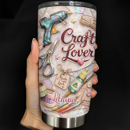Craft Lover, Made With Love, Scissors, Glue Gun - Personalized Custom Stainless Steel Tumbler 20oz 30oz - HOB016_TB