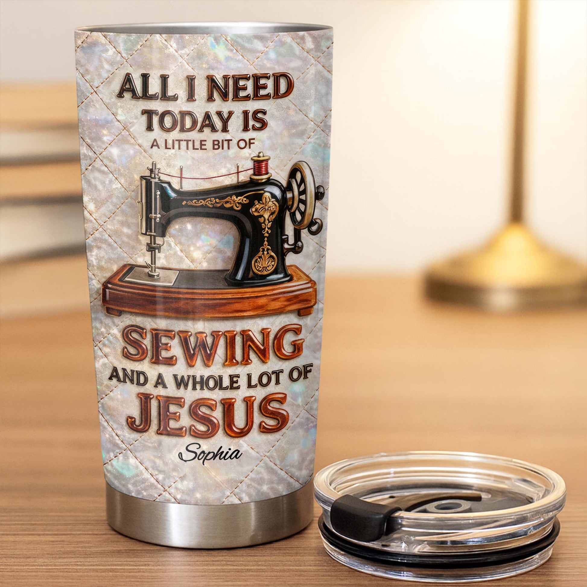 All I Need Today Is Sewing And Jesus Sewing Machine Design - Personalized Custom Stainless Steel Tumbler 20oz 30oz - HOB068_TB