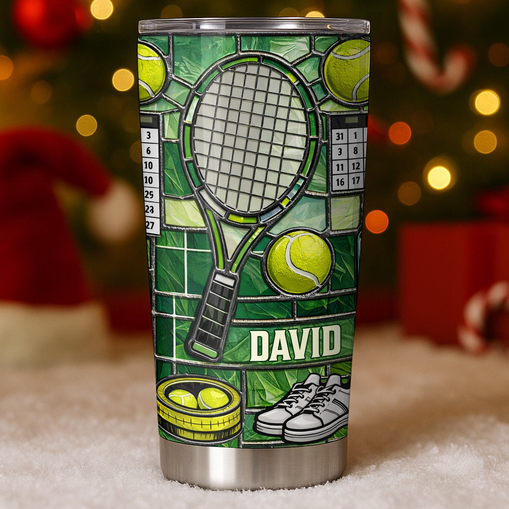 Serving Up Greatness With Tennis Racket And Balls Stained Glass Art - Personalized Custom Stainless Steel Tumbler 20oz 30oz - HOB096_TB