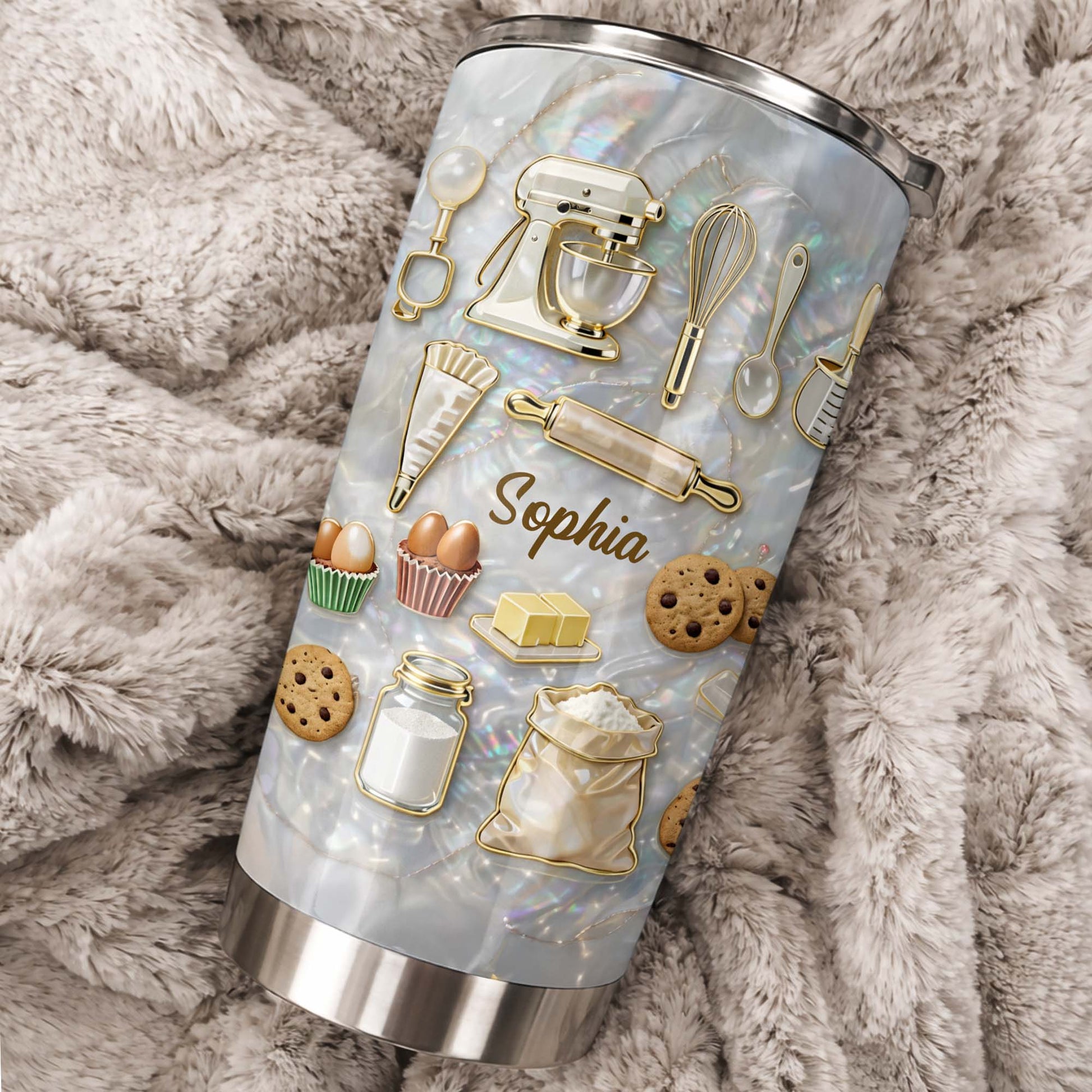 Baking With Love And Sweet Ingredients Stand Mixer And Cookies - Personalized Custom Stainless Steel Tumbler 20oz 30oz - HOB117_TB