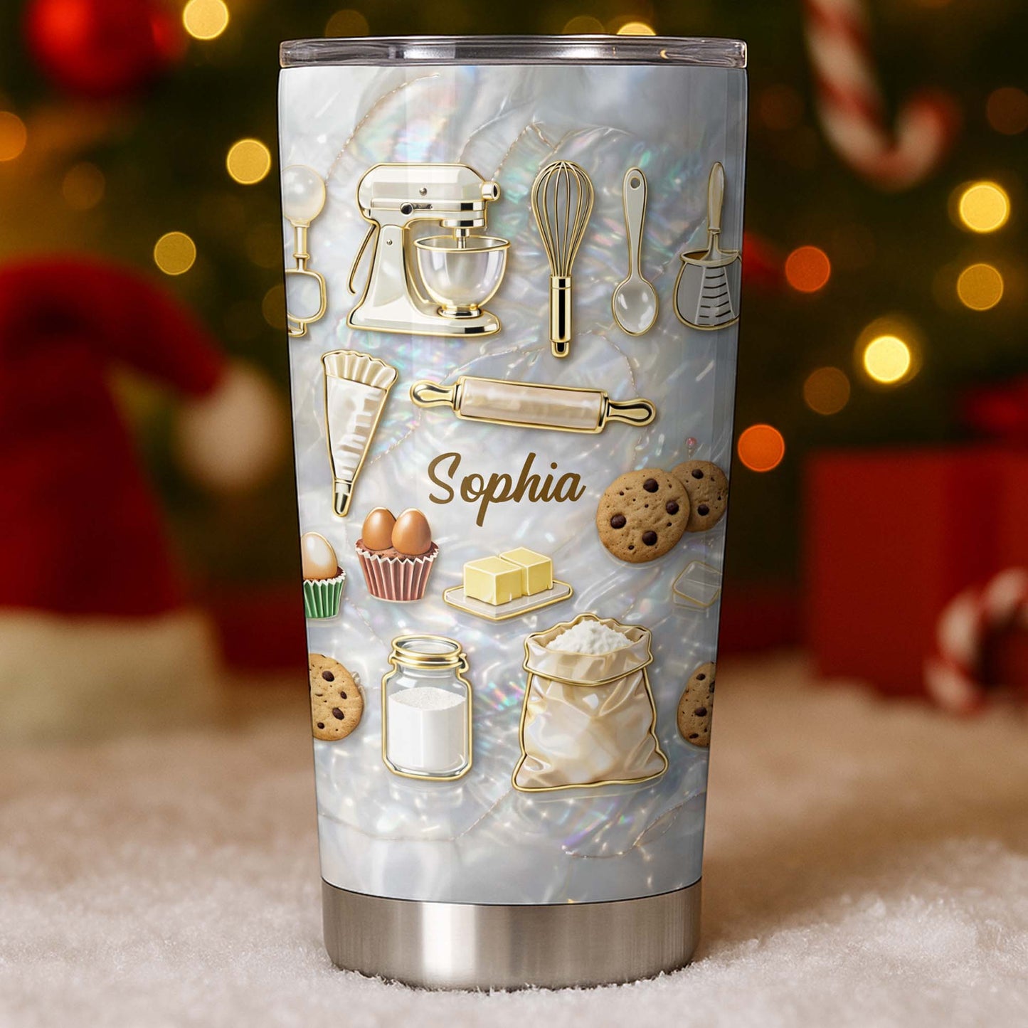 Baking With Love And Sweet Ingredients Stand Mixer And Cookies - Personalized Custom Stainless Steel Tumbler 20oz 30oz - HOB117_TB