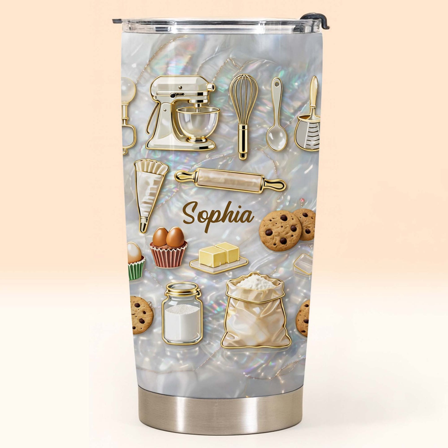 Baking With Love And Sweet Ingredients Stand Mixer And Cookies - Personalized Custom Stainless Steel Tumbler 20oz 30oz - HOB117_TB