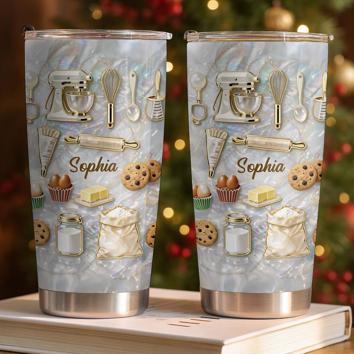 Baking With Love And Sweet Ingredients Stand Mixer And Cookies - Personalized Custom Stainless Steel Tumbler 20oz 30oz - HOB117_TB