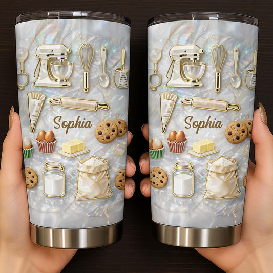 Baking With Love And Sweet Ingredients Stand Mixer And Cookies - Personalized Custom Stainless Steel Tumbler 20oz 30oz - HOB117_TB