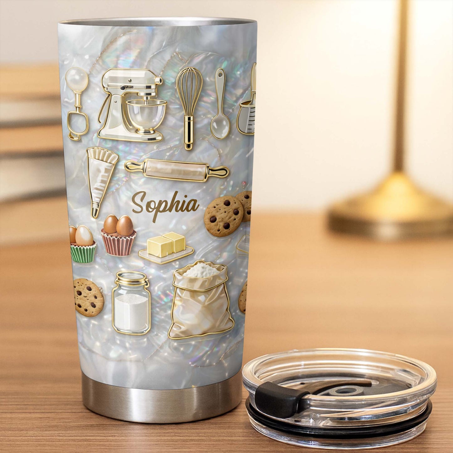 Baking With Love And Sweet Ingredients Stand Mixer And Cookies - Personalized Custom Stainless Steel Tumbler 20oz 30oz - HOB117_TB
