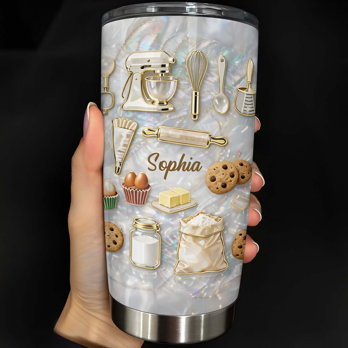 Baking With Love And Sweet Ingredients Stand Mixer And Cookies - Personalized Custom Stainless Steel Tumbler 20oz 30oz - HOB117_TB