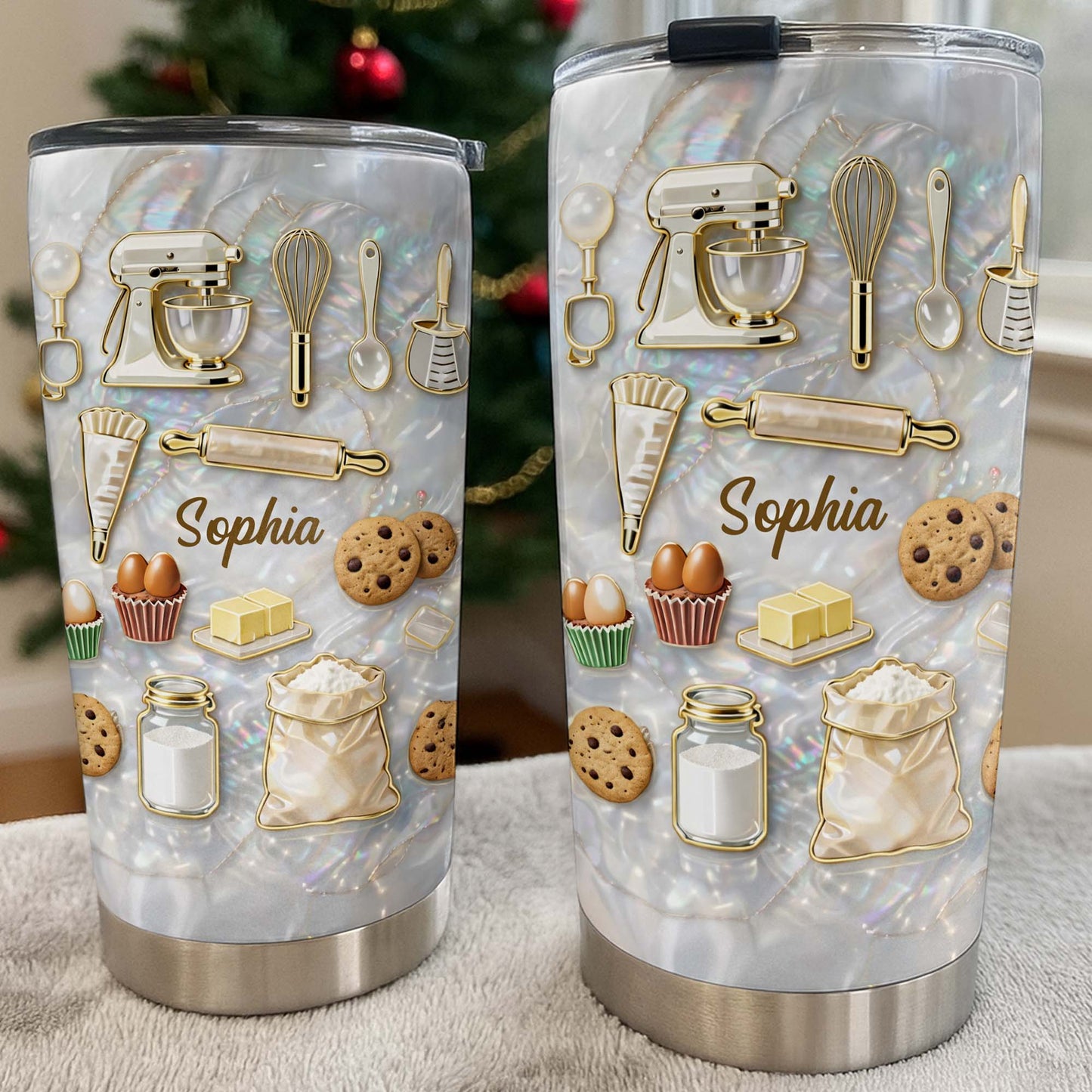 Baking With Love And Sweet Ingredients Stand Mixer And Cookies - Personalized Custom Stainless Steel Tumbler 20oz 30oz - HOB117_TB
