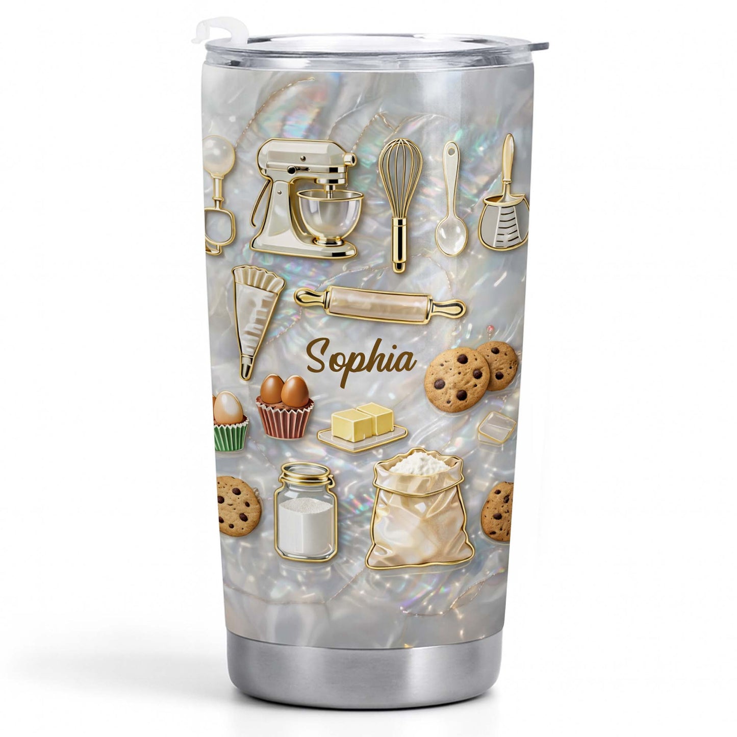 Baking With Love And Sweet Ingredients Stand Mixer And Cookies - Personalized Custom Stainless Steel Tumbler 20oz 30oz - HOB117_TB