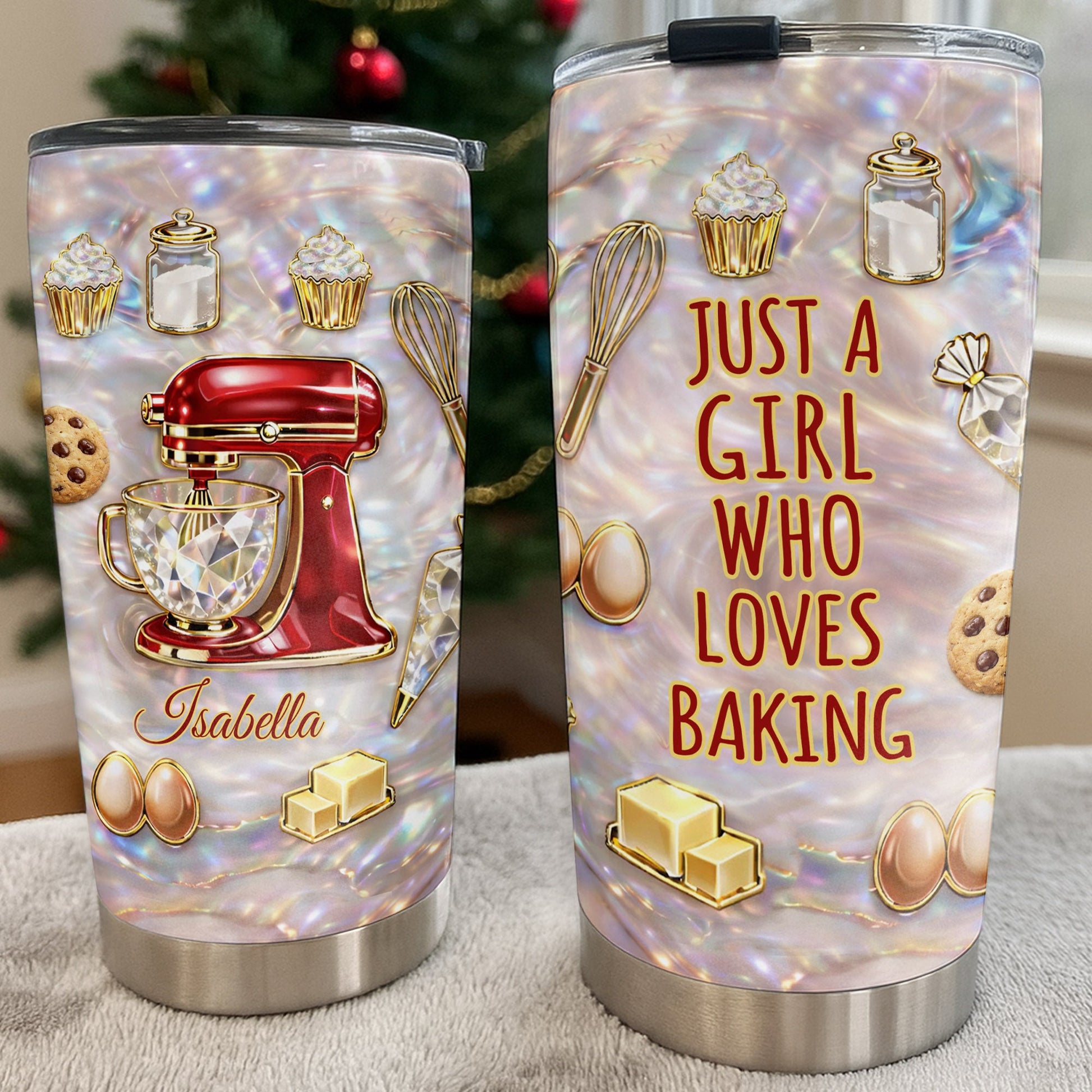 Just A Girl Who Loves Baking Stand Mixer Cupcakes And Cookies - Personalized Custom Stainless Steel Tumbler 20oz 30oz - HOB126_TB