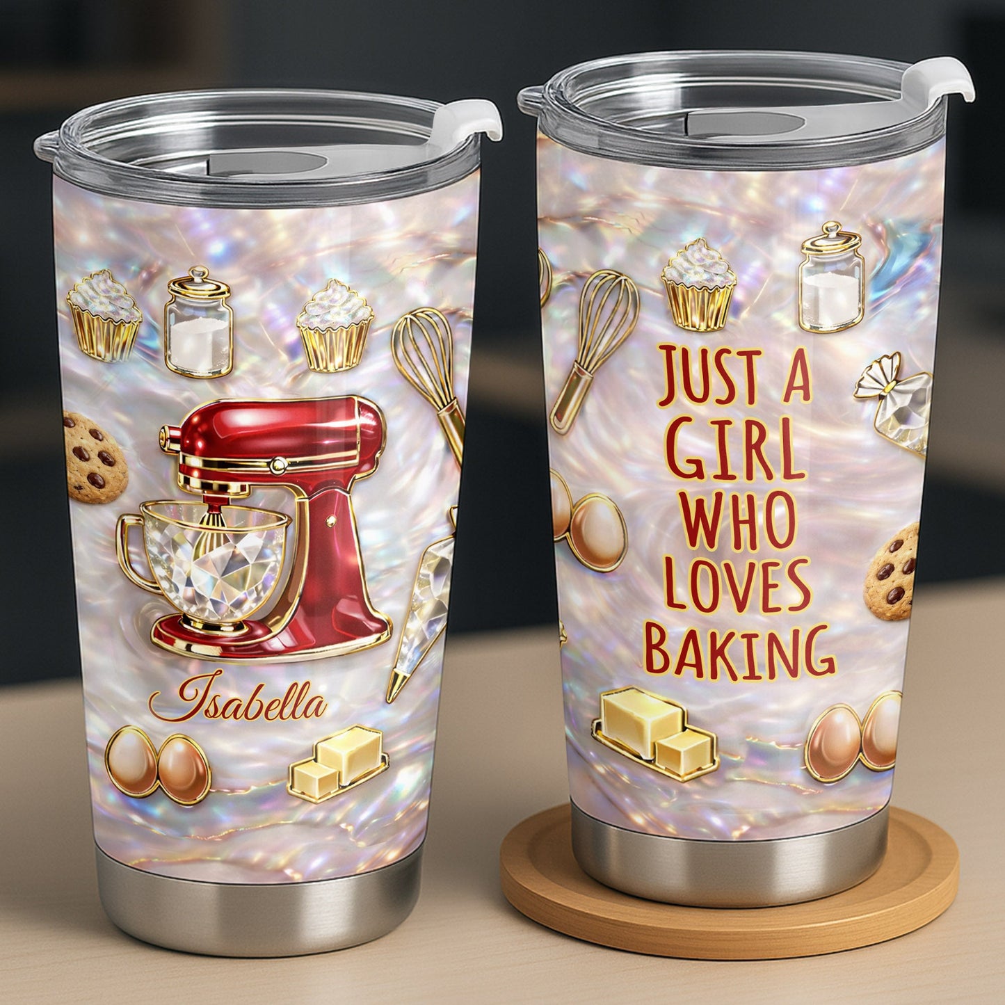 Just A Girl Who Loves Baking Stand Mixer Cupcakes And Cookies - Personalized Custom Stainless Steel Tumbler 20oz 30oz - HOB126_TB