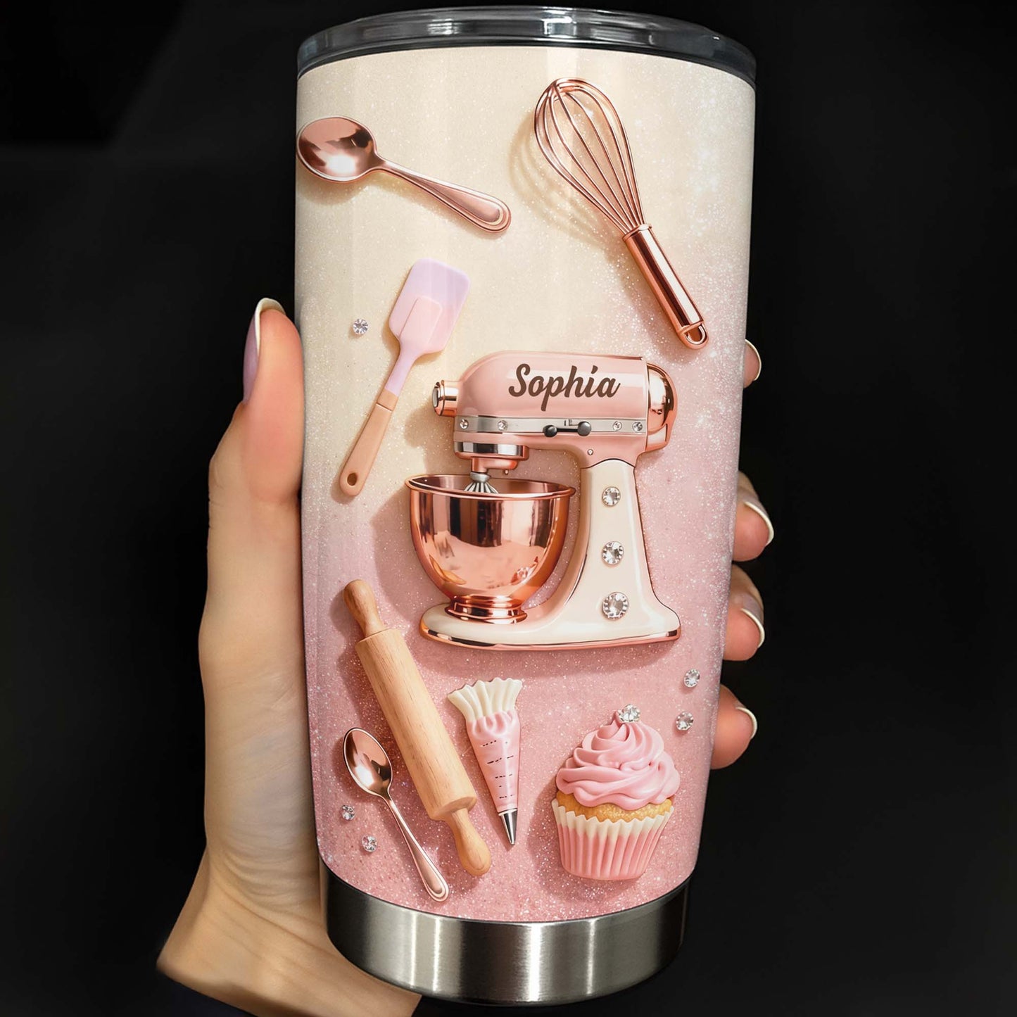 Baking Is My Therapy With Stand Mixer And Cupcake - Personalized Custom Stainless Steel Tumbler 20oz 30oz - HOB128_TB