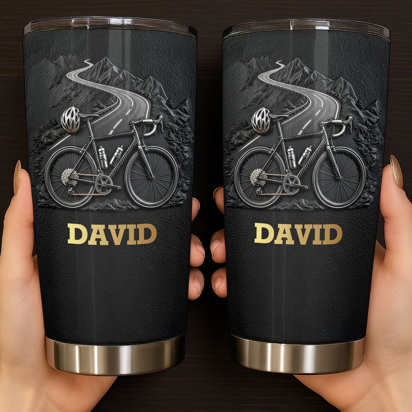 Enjoy The Ride Through Mountains Path Bicycle Design - Personalized Custom Stainless Steel Tumbler 20oz 30oz - HOB131_TB