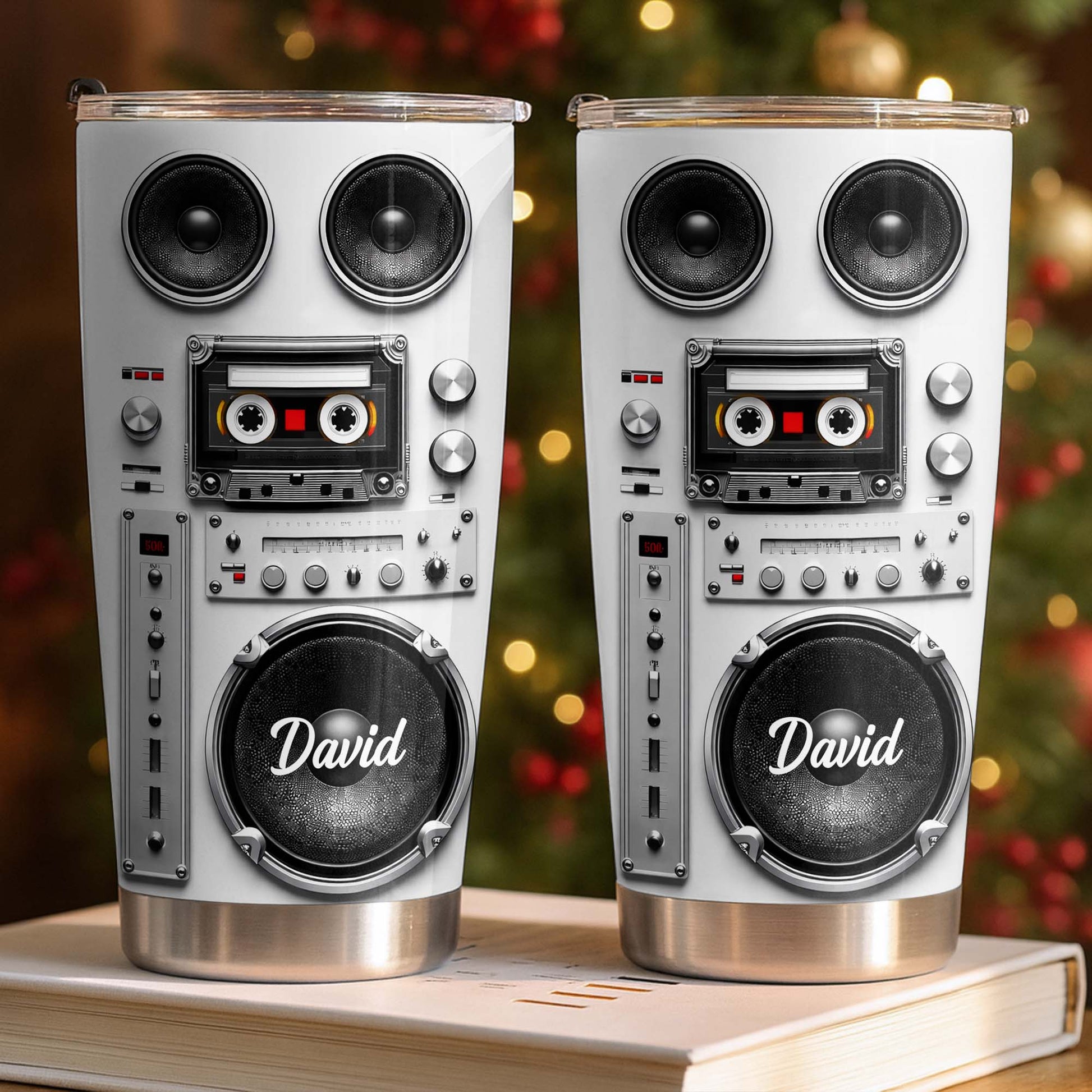 Vintage Retro Boombox Speaker With Cassette Tape And Music Knobs - Personalized Custom Stainless Steel Tumbler 20oz 30oz - HOB155_TB