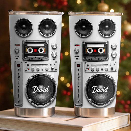 Vintage Retro Boombox Speaker With Cassette Tape And Music Knobs - Personalized Custom Stainless Steel Tumbler 20oz 30oz - HOB155_TB