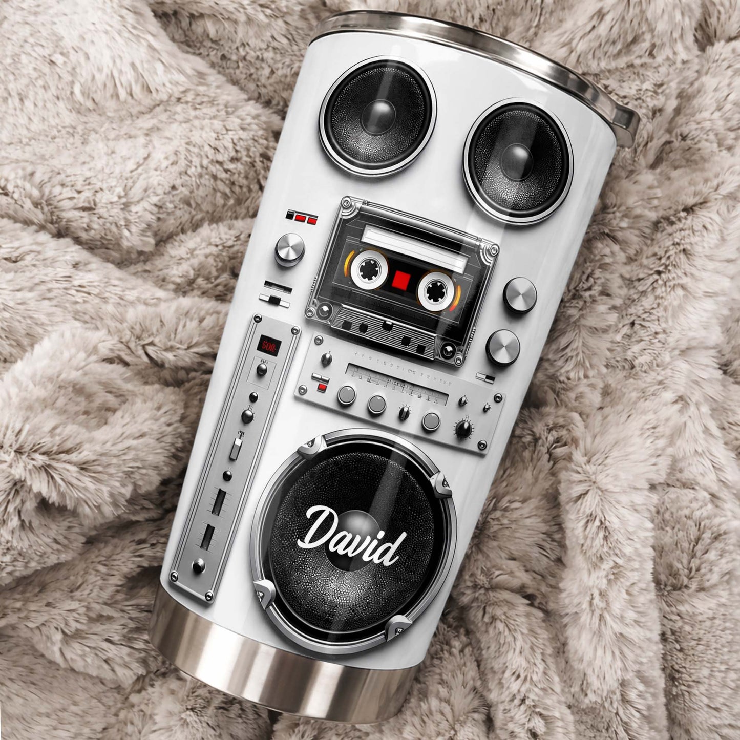 Vintage Retro Boombox Speaker With Cassette Tape And Music Knobs - Personalized Custom Stainless Steel Tumbler 20oz 30oz - HOB155_TB
