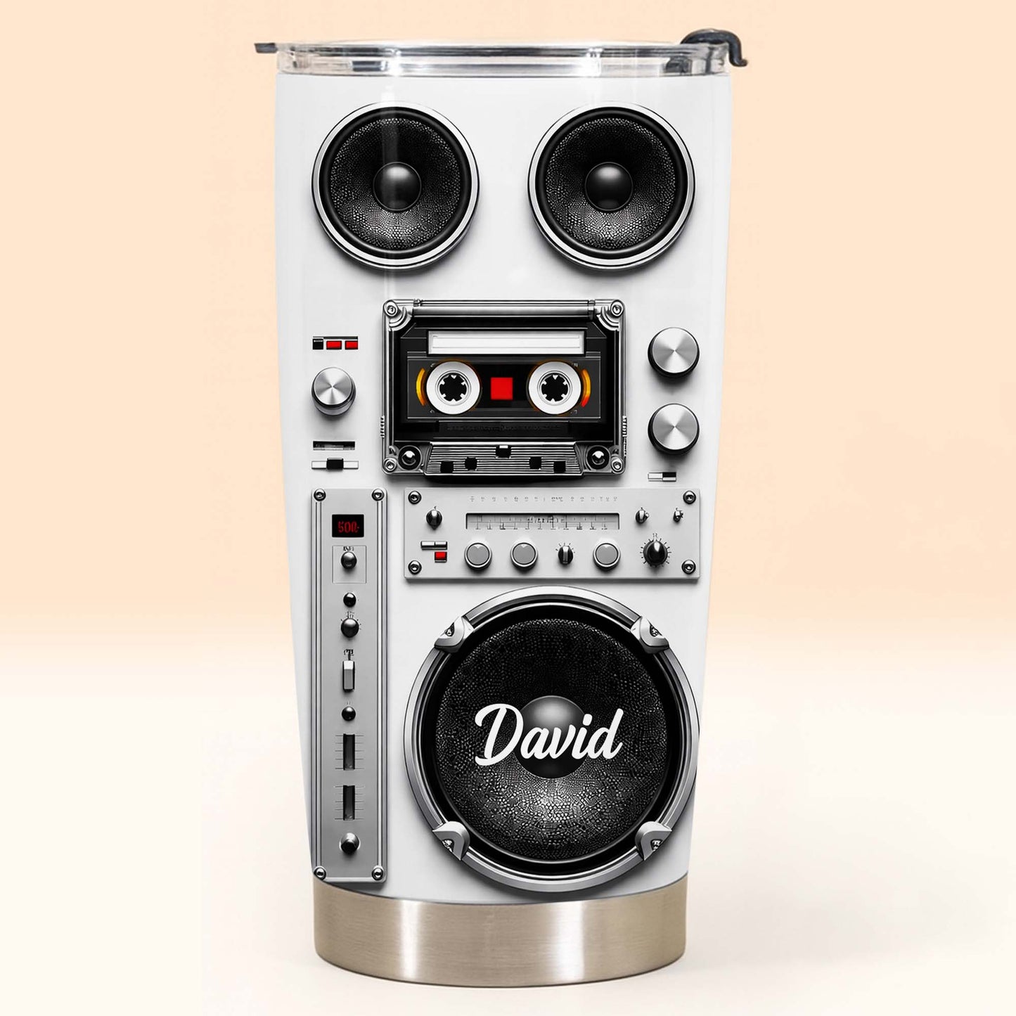 Vintage Retro Boombox Speaker With Cassette Tape And Music Knobs - Personalized Custom Stainless Steel Tumbler 20oz 30oz - HOB155_TB