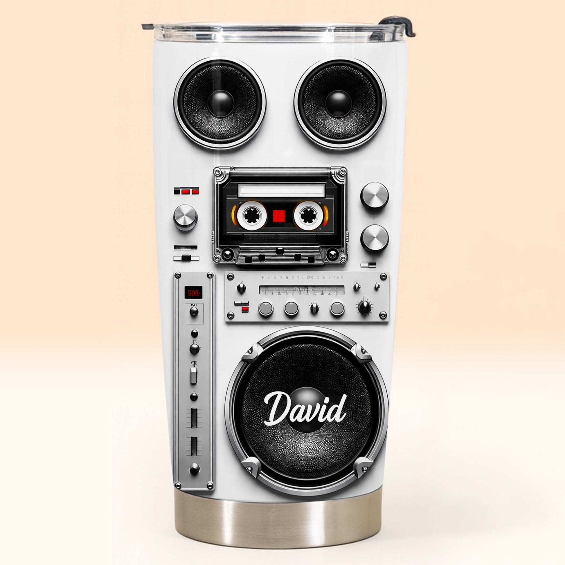 Vintage Retro Boombox Speaker With Cassette Tape And Music Knobs - Personalized Custom Stainless Steel Tumbler 20oz 30oz - HOB155_TB