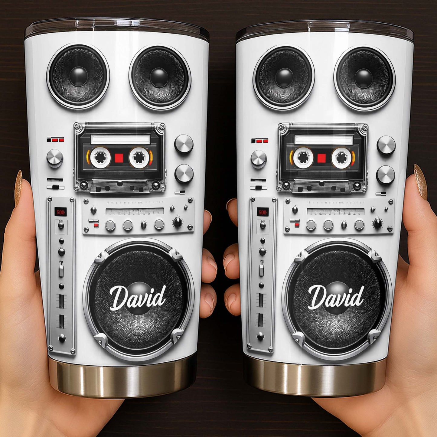 Vintage Retro Boombox Speaker With Cassette Tape And Music Knobs - Personalized Custom Stainless Steel Tumbler 20oz 30oz - HOB155_TB