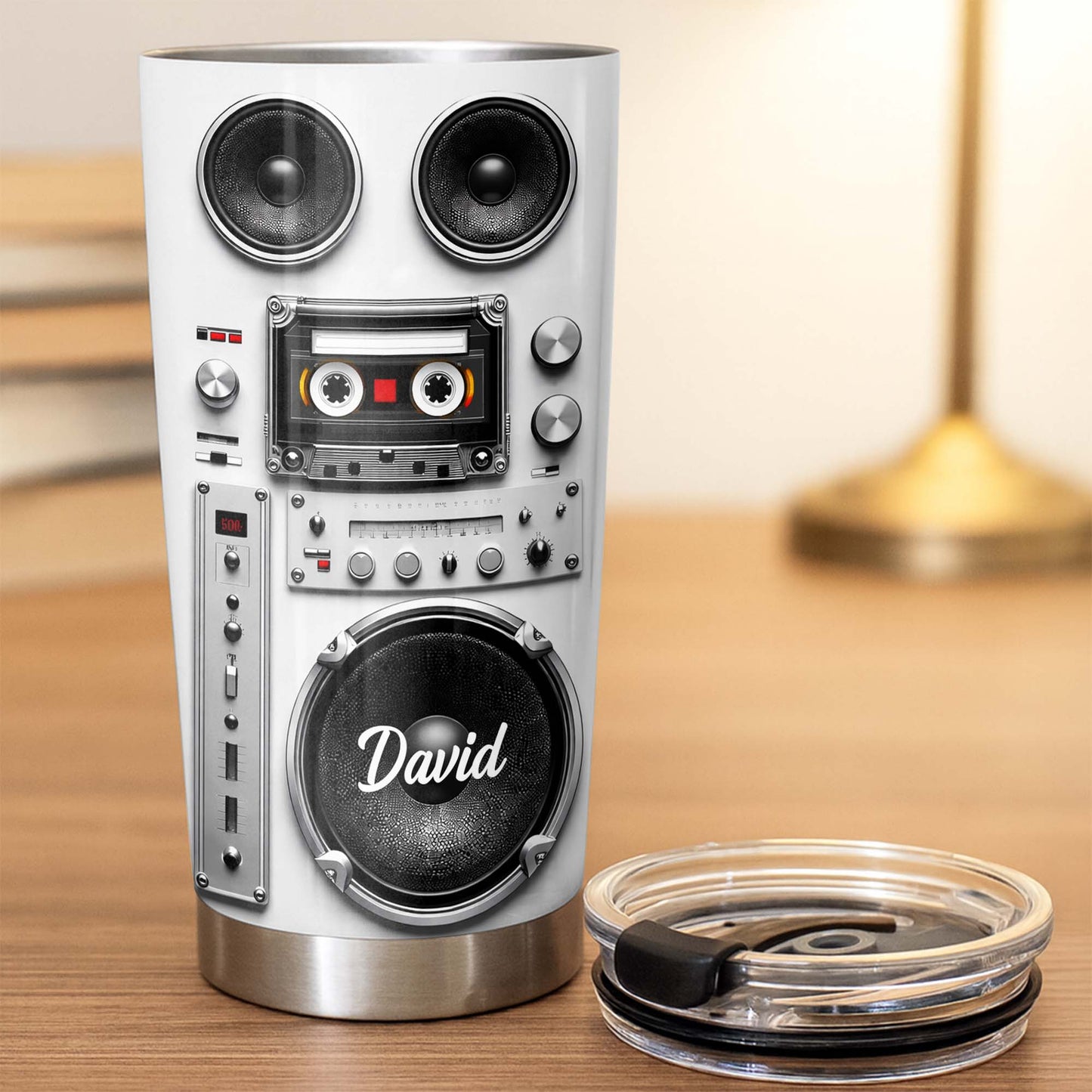 Vintage Retro Boombox Speaker With Cassette Tape And Music Knobs - Personalized Custom Stainless Steel Tumbler 20oz 30oz - HOB155_TB