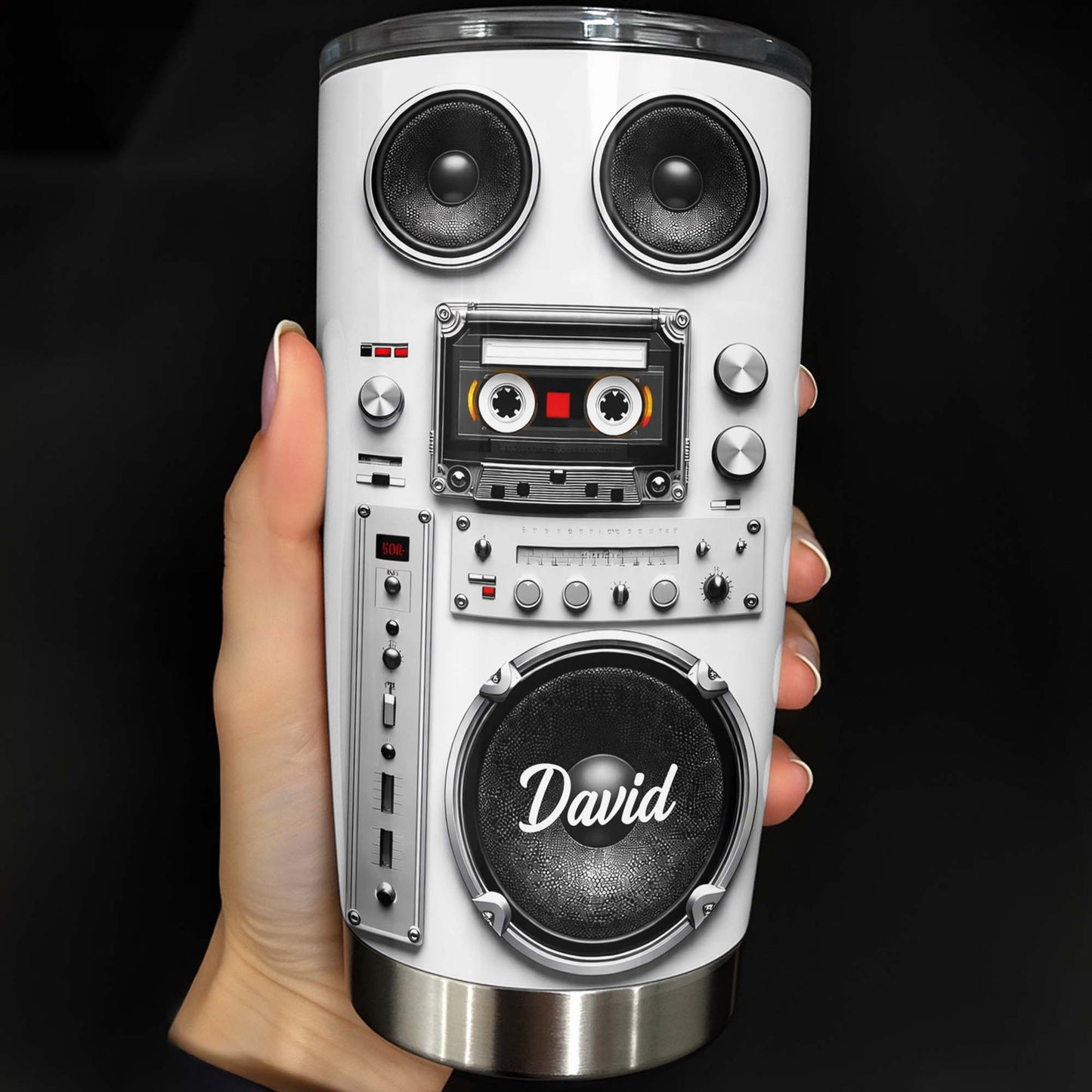 Vintage Retro Boombox Speaker With Cassette Tape And Music Knobs - Personalized Custom Stainless Steel Tumbler 20oz 30oz - HOB155_TB