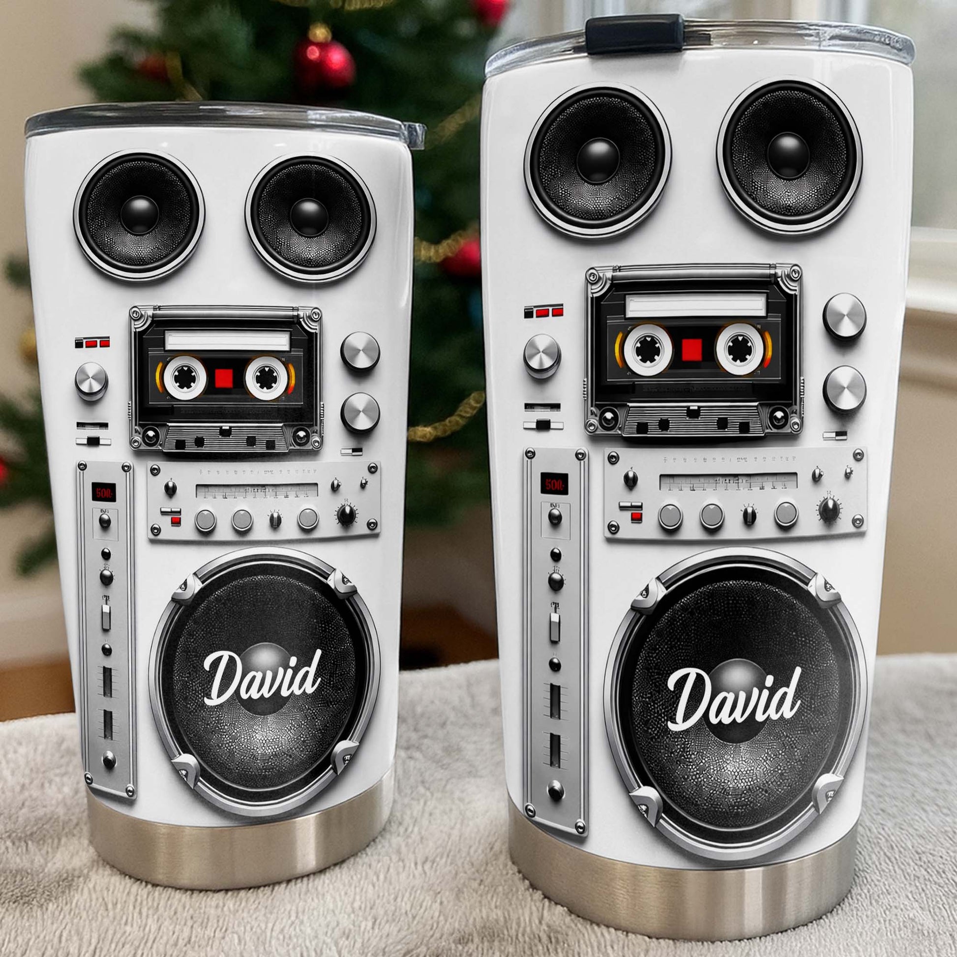 Vintage Retro Boombox Speaker With Cassette Tape And Music Knobs - Personalized Custom Stainless Steel Tumbler 20oz 30oz - HOB155_TB