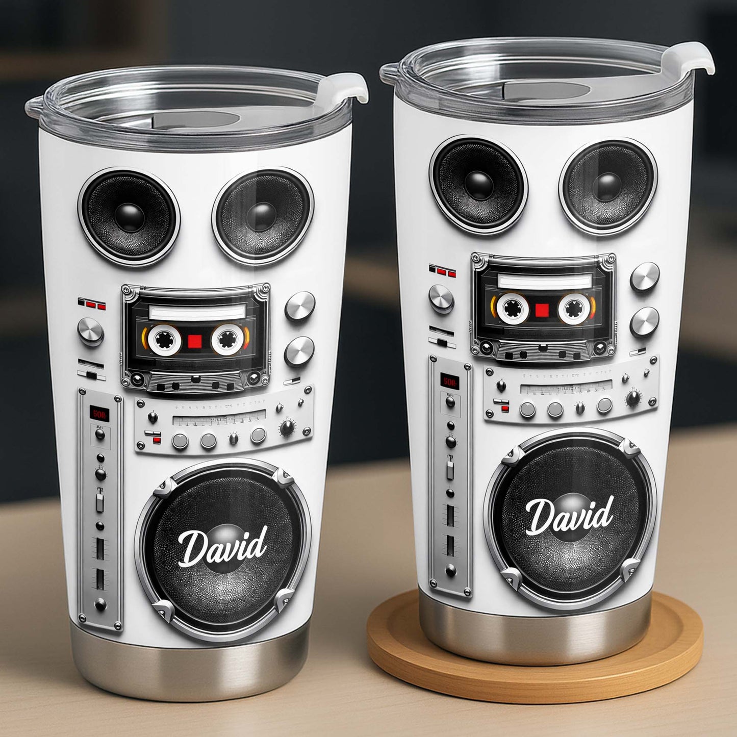 Vintage Retro Boombox Speaker With Cassette Tape And Music Knobs - Personalized Custom Stainless Steel Tumbler 20oz 30oz - HOB155_TB