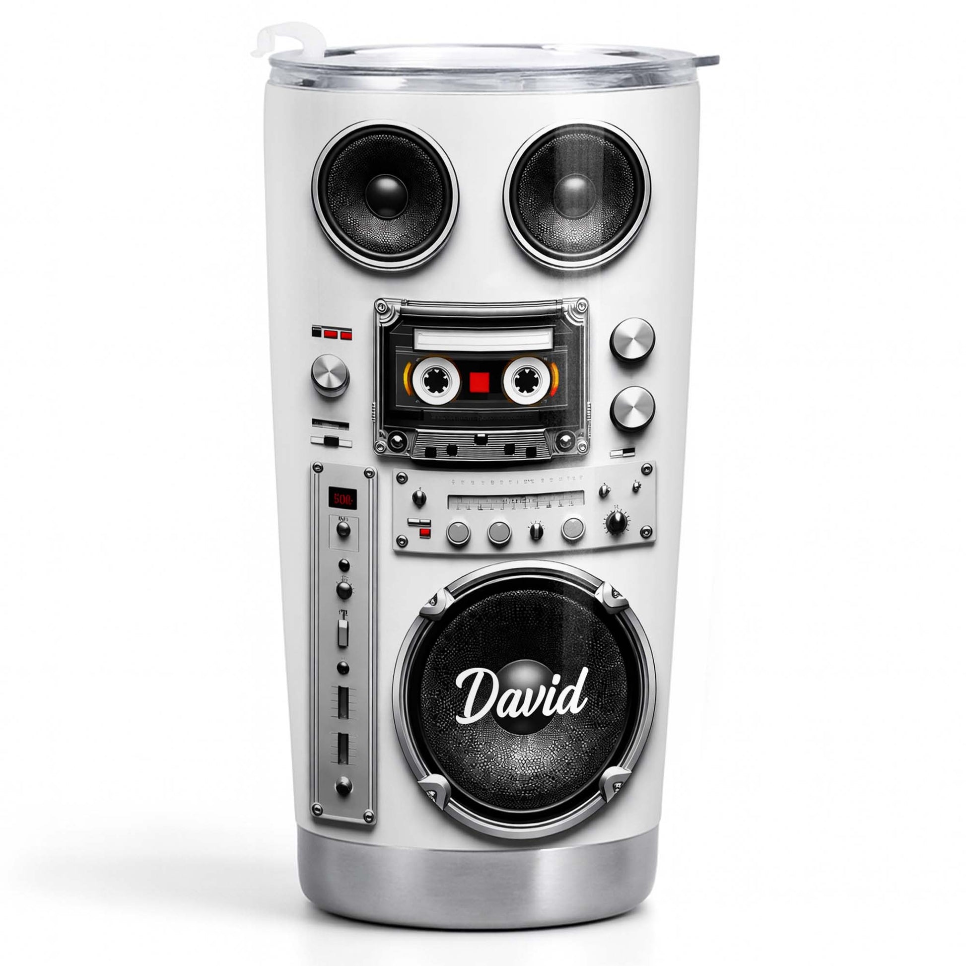 Vintage Retro Boombox Speaker With Cassette Tape And Music Knobs - Personalized Custom Stainless Steel Tumbler 20oz 30oz - HOB155_TB