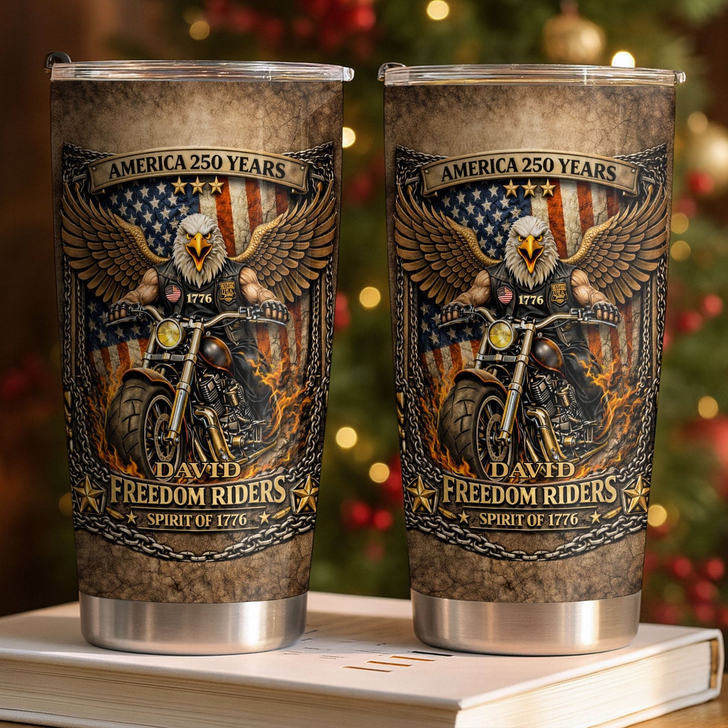 America Freedom Riders Spirit Of 1776 Bald Eagle Biker - Personalized Custom Stainless Steel Tumbler 20oz 30oz - INDE108_TB