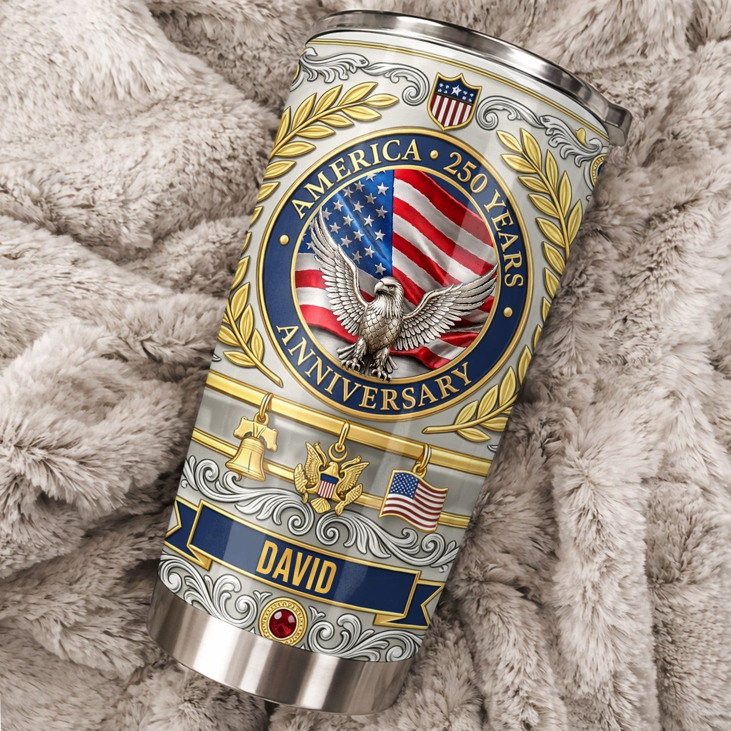 America Anniversary Eagle And USA Flag With Liberty Bell - Personalized Custom Stainless Steel Tumbler 20oz 30oz - INDE212_TB