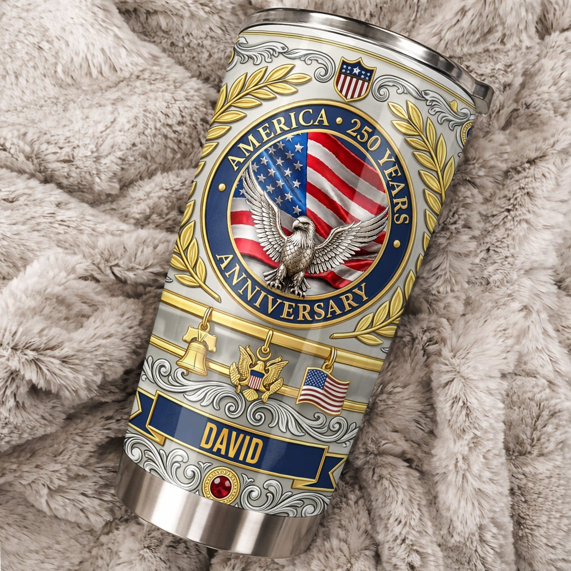 America Anniversary Eagle And USA Flag With Liberty Bell - Personalized Custom Stainless Steel Tumbler 20oz 30oz - INDE212_TB