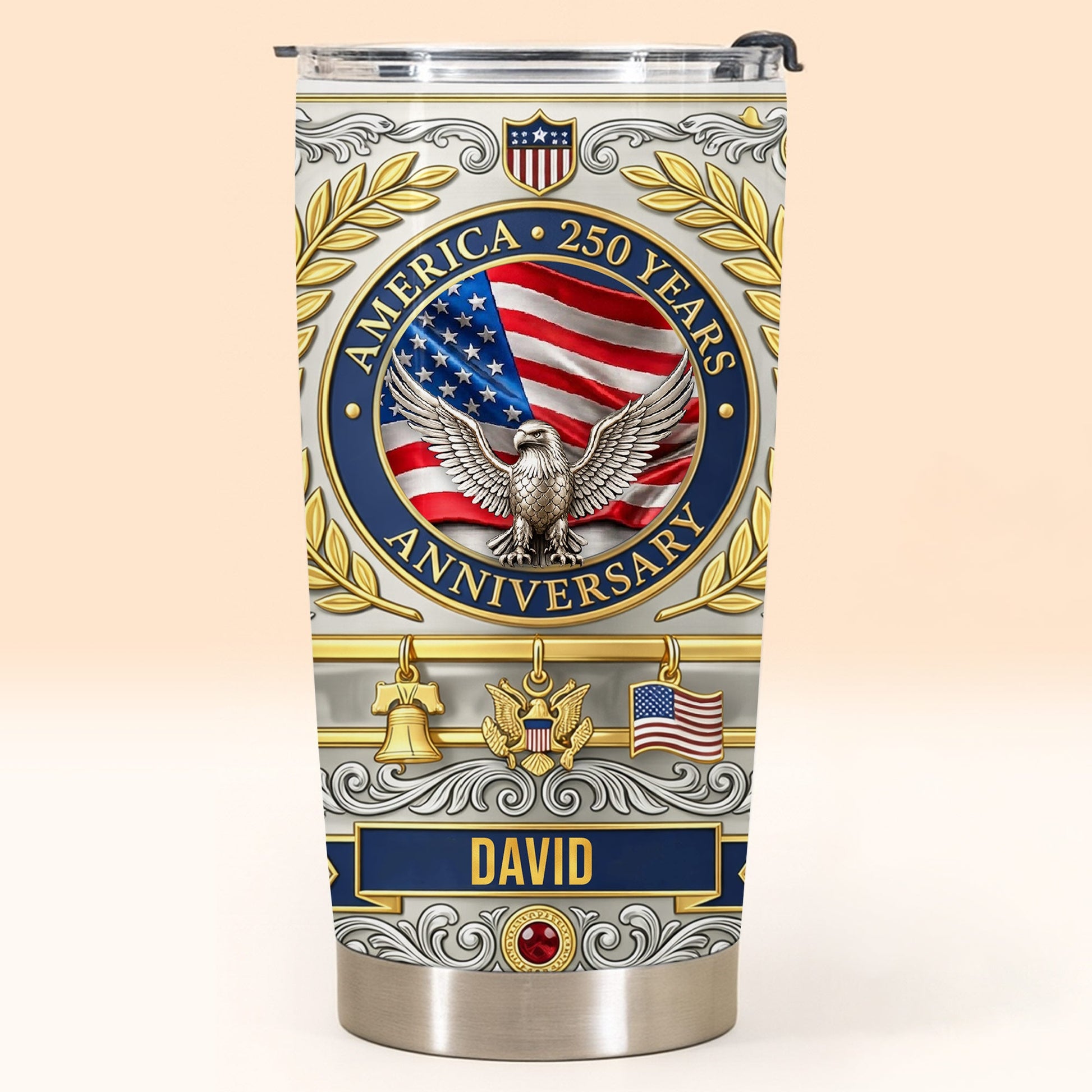 America Anniversary Eagle And USA Flag With Liberty Bell - Personalized Custom Stainless Steel Tumbler 20oz 30oz - INDE212_TB