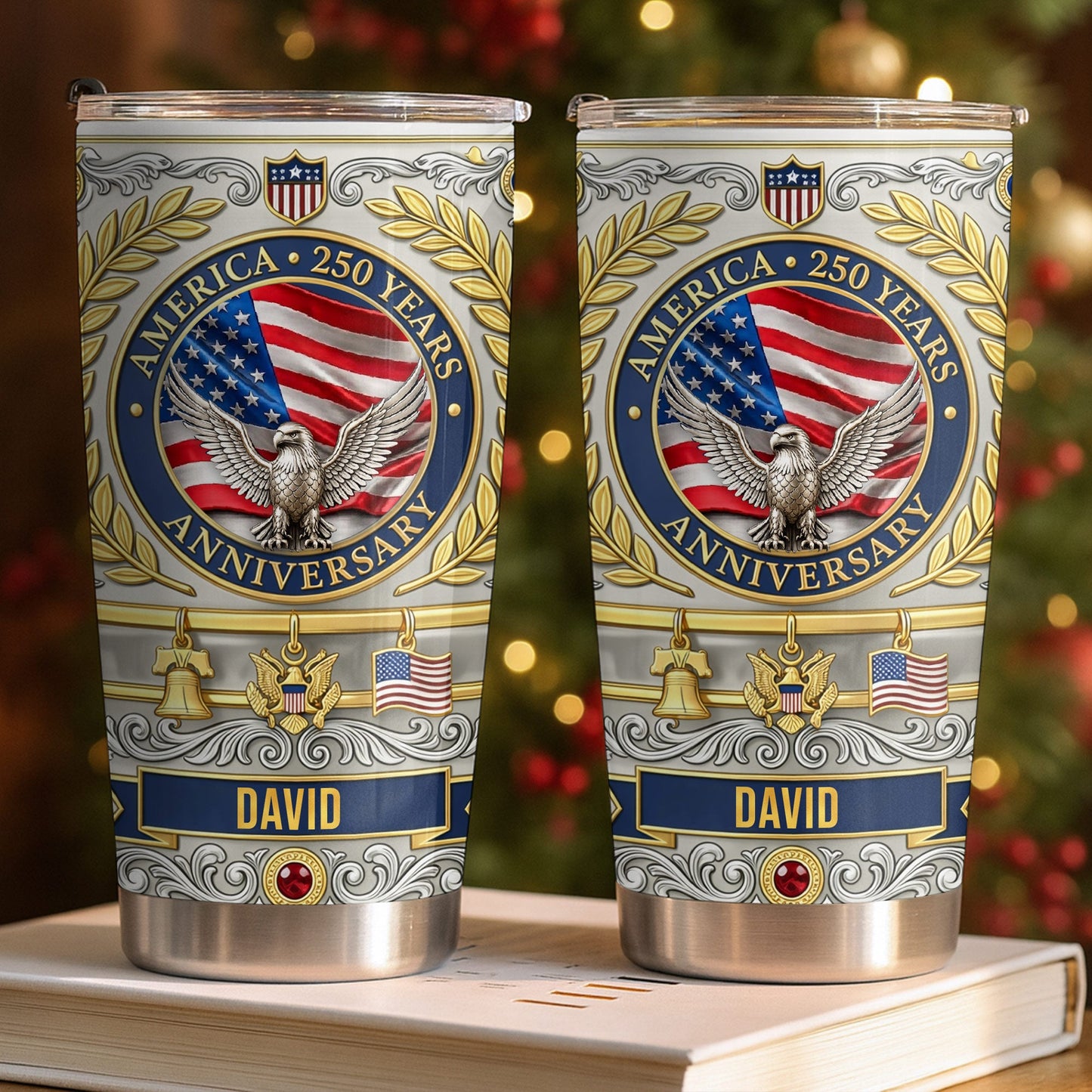 America Anniversary Eagle And USA Flag With Liberty Bell - Personalized Custom Stainless Steel Tumbler 20oz 30oz - INDE212_TB