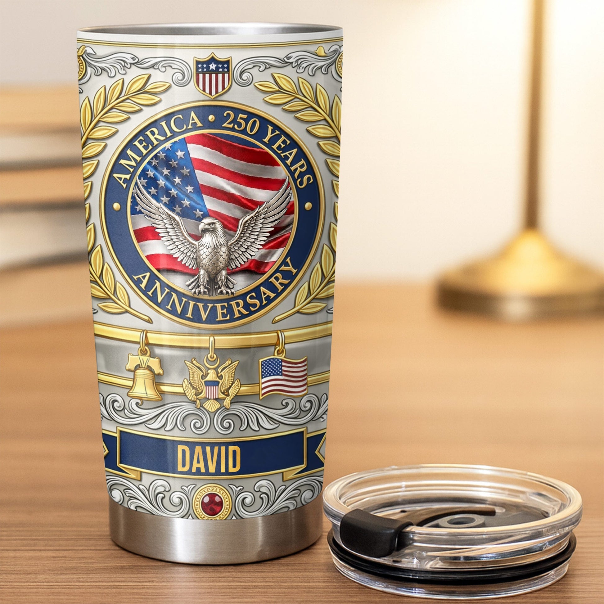 America Anniversary Eagle And USA Flag With Liberty Bell - Personalized Custom Stainless Steel Tumbler 20oz 30oz - INDE212_TB