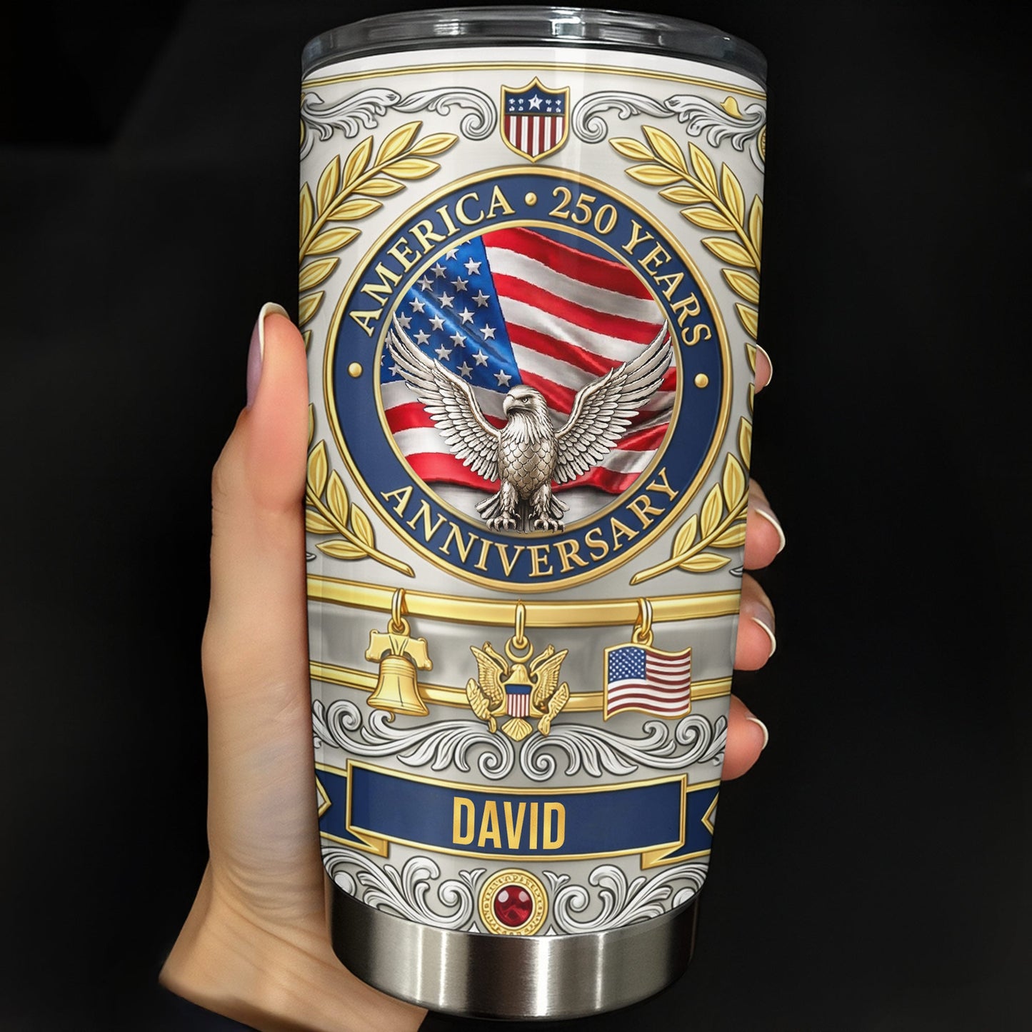 America Anniversary Eagle And USA Flag With Liberty Bell - Personalized Custom Stainless Steel Tumbler 20oz 30oz - INDE212_TB