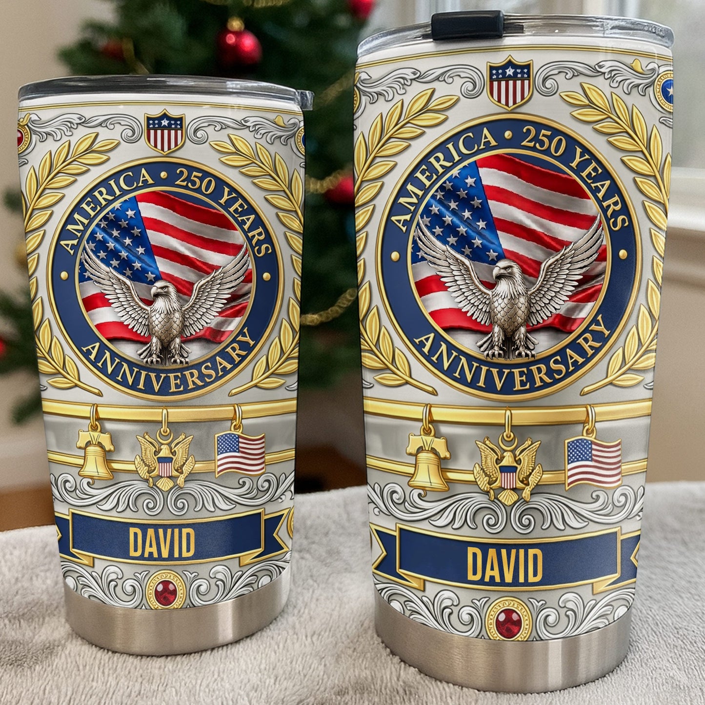 America Anniversary Eagle And USA Flag With Liberty Bell - Personalized Custom Stainless Steel Tumbler 20oz 30oz - INDE212_TB