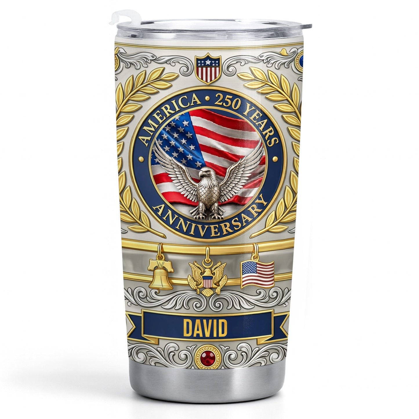 America Anniversary Eagle And USA Flag With Liberty Bell - Personalized Custom Stainless Steel Tumbler 20oz 30oz - INDE212_TB