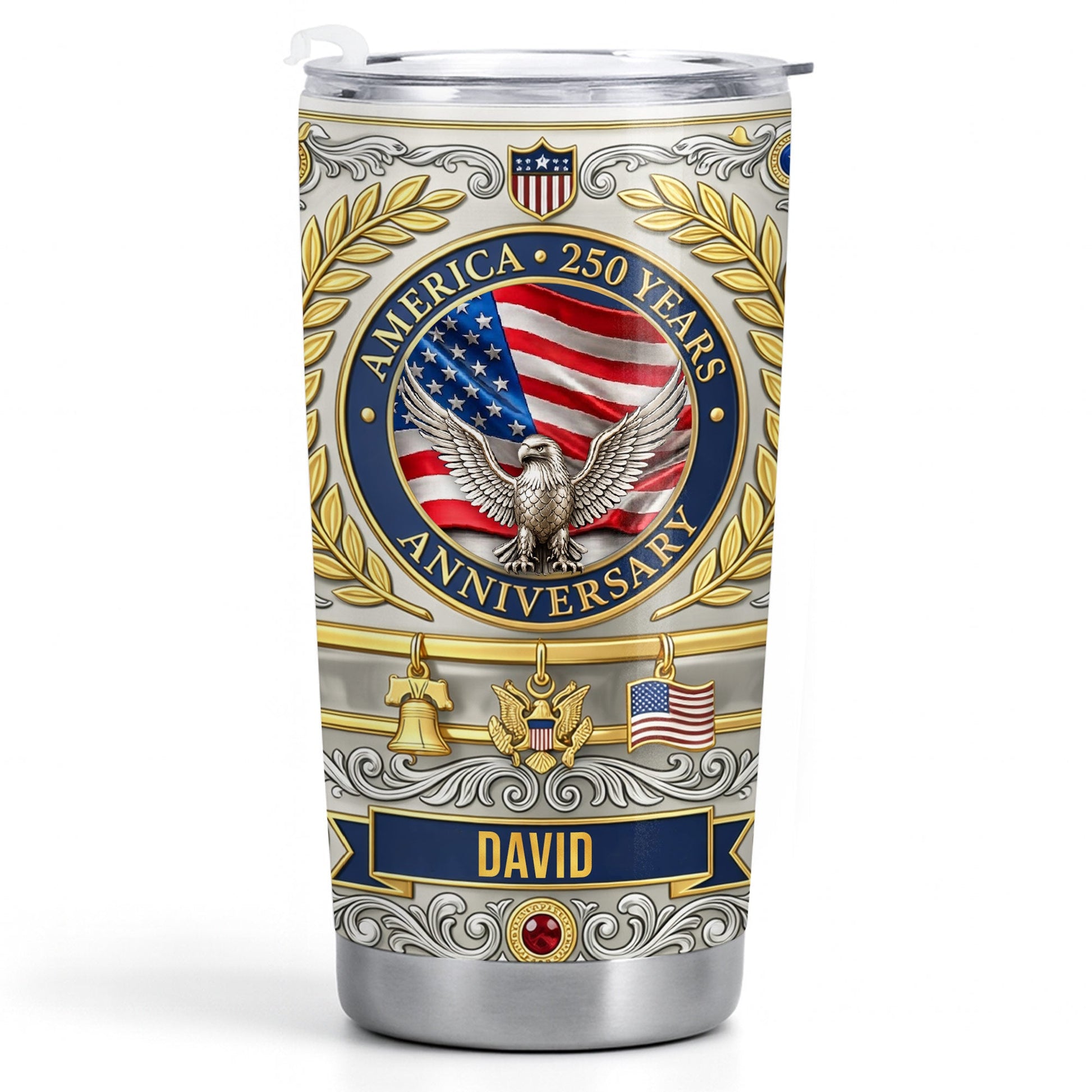 America Anniversary Eagle And USA Flag With Liberty Bell - Personalized Custom Stainless Steel Tumbler 20oz 30oz - INDE212_TB