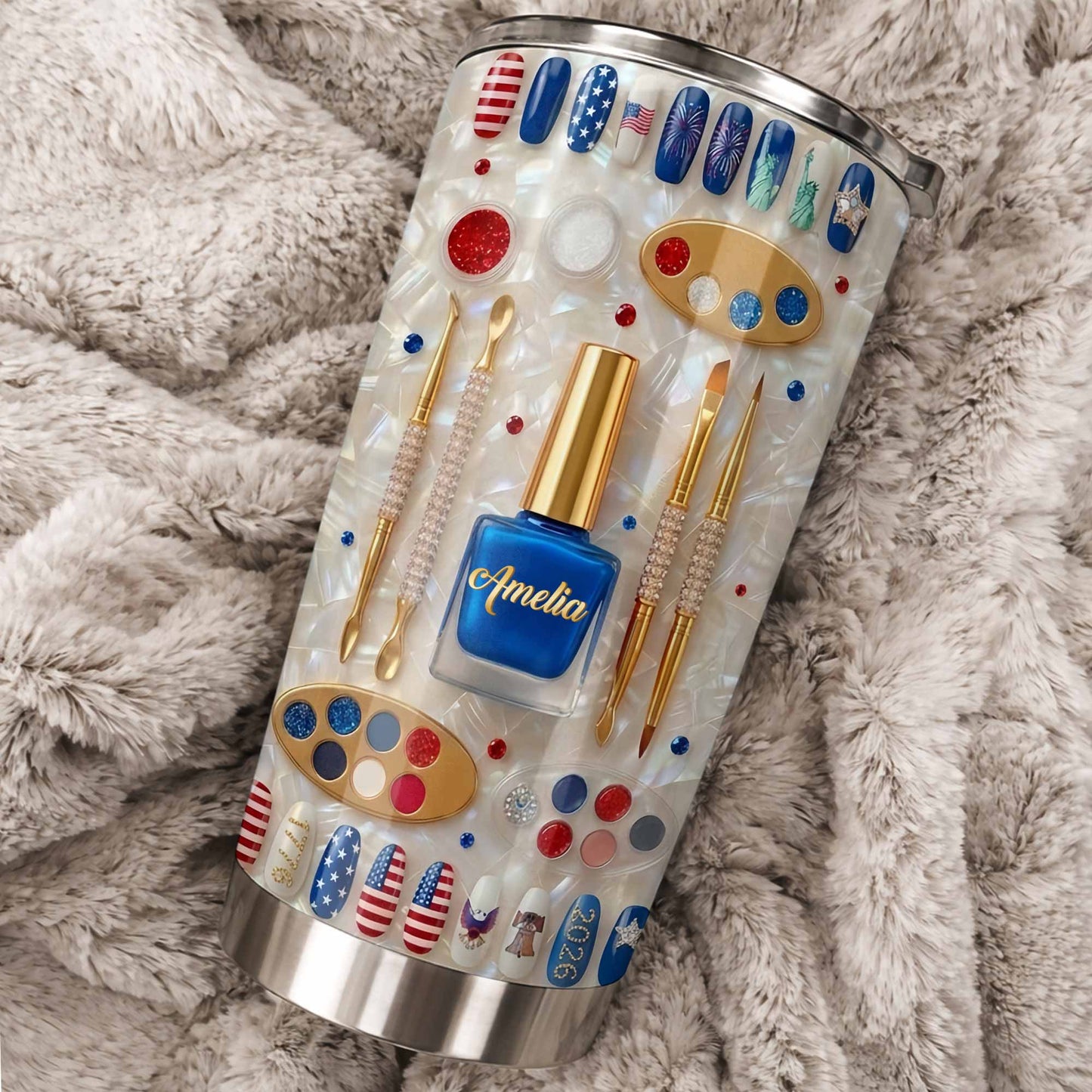 Celebrate Independence Day With Style Nail Polish And USA Flag Art - Personalized Custom Stainless Steel Tumbler 20oz 30oz - INDE217_TB