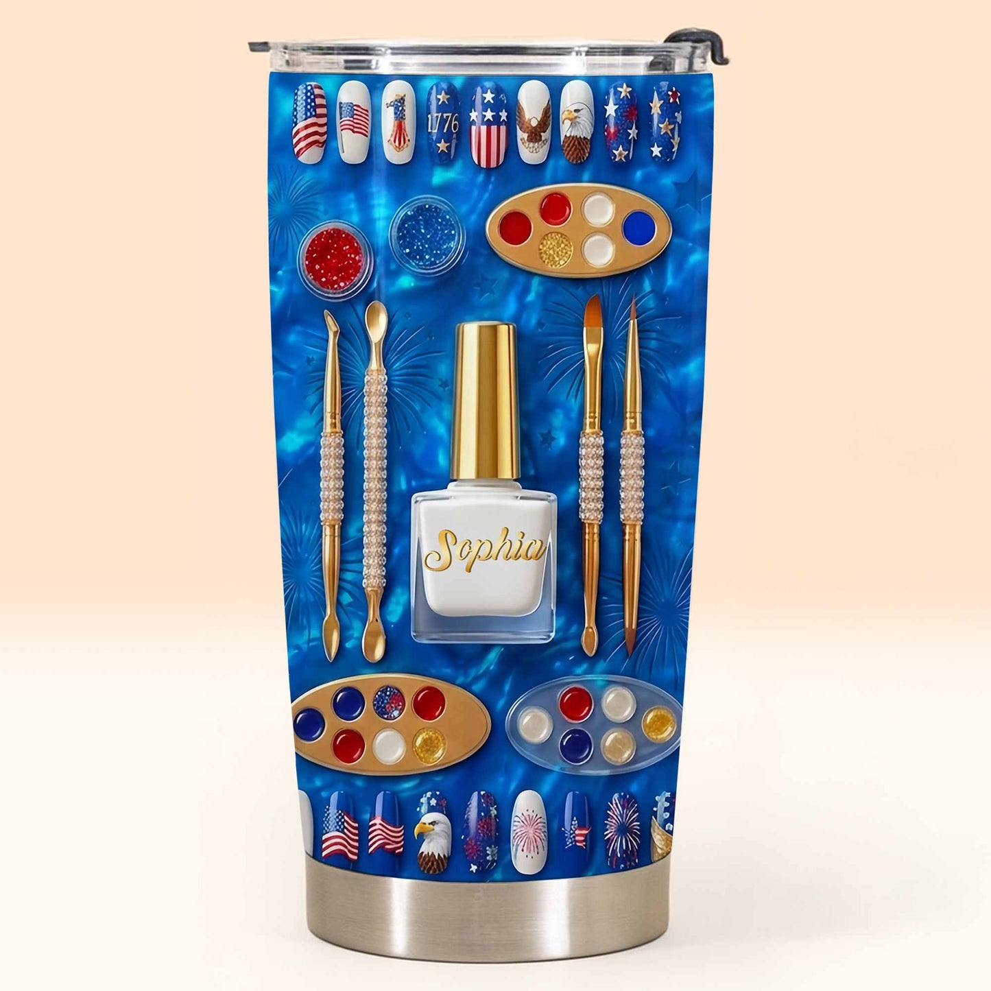 Celebrate Independence Day With Style Nail Polish And USA Flag Art - Personalized Custom Stainless Steel Tumbler 20oz 30oz - INDE217_TB