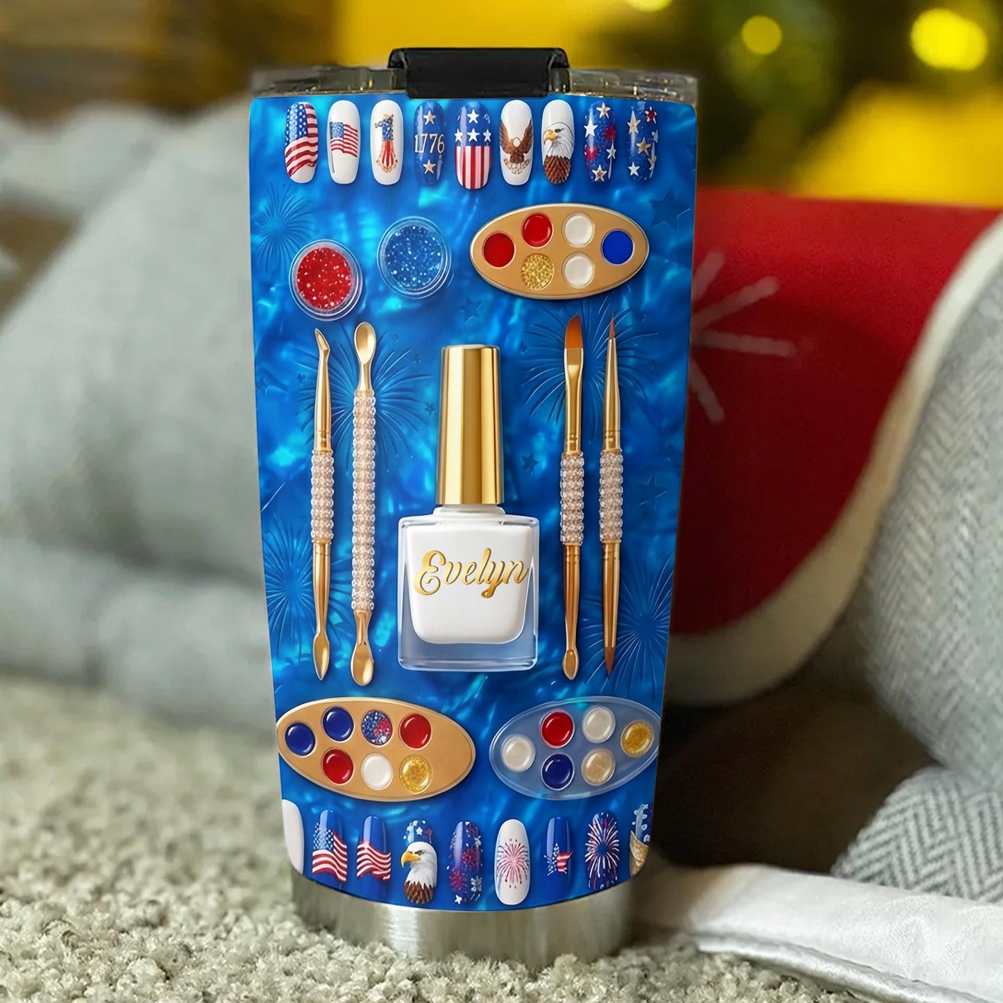 Celebrate Independence Day With Style Nail Polish And USA Flag Art - Personalized Custom Stainless Steel Tumbler 20oz 30oz - INDE217_TB