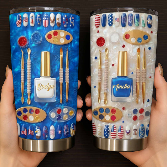 Celebrate Independence Day With Style Nail Polish And USA Flag Art - Personalized Custom Stainless Steel Tumbler 20oz 30oz - INDE217_TB