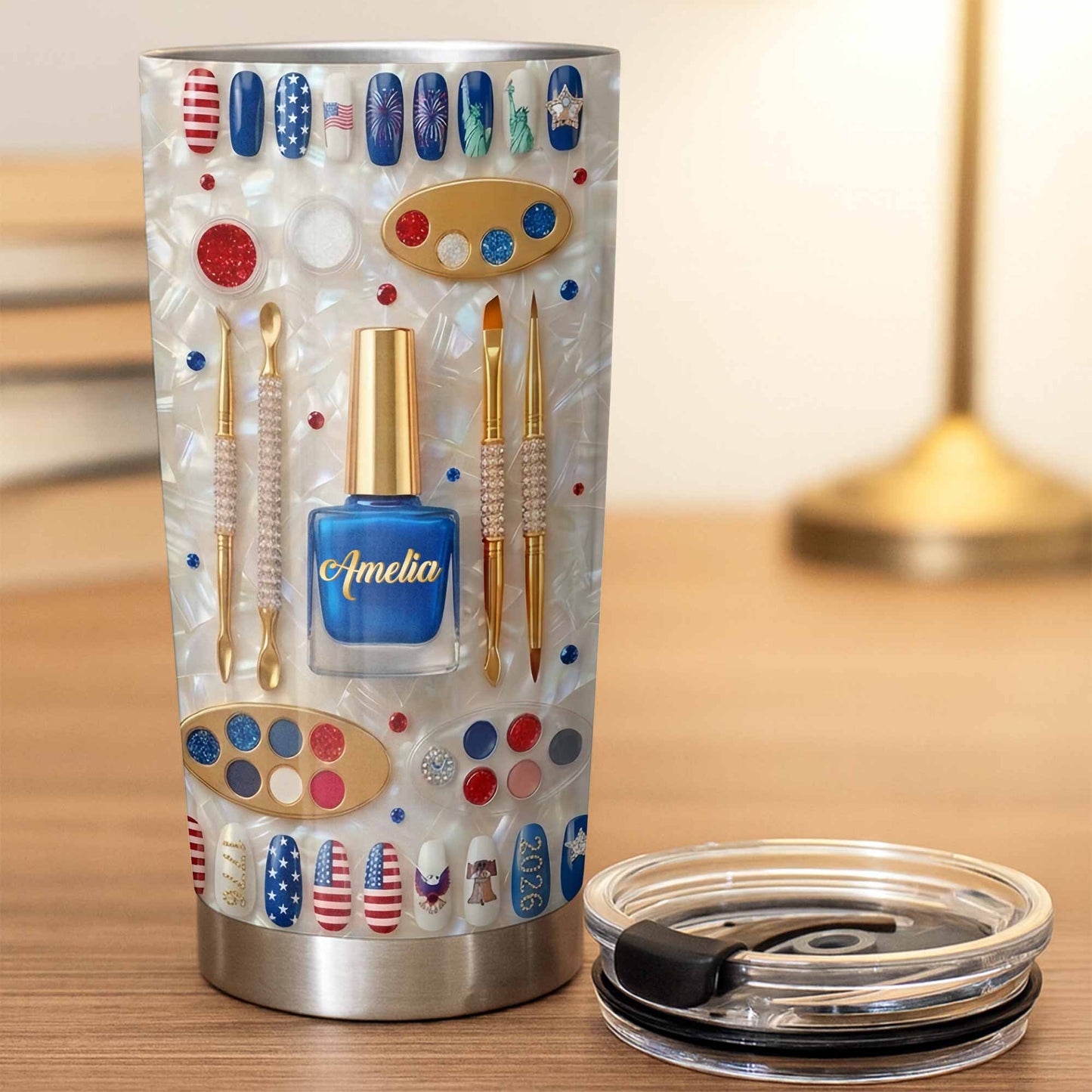 Celebrate Independence Day With Style Nail Polish And USA Flag Art - Personalized Custom Stainless Steel Tumbler 20oz 30oz - INDE217_TB